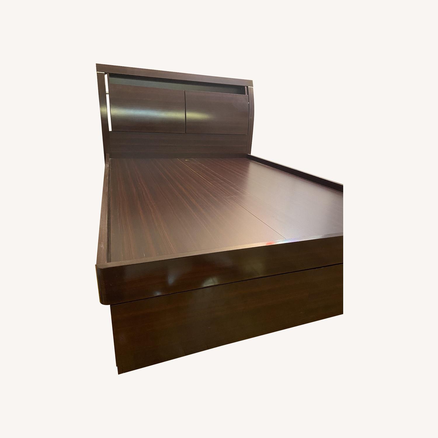 Brown Wood Veneer Storage Bed (Full) AptDeco