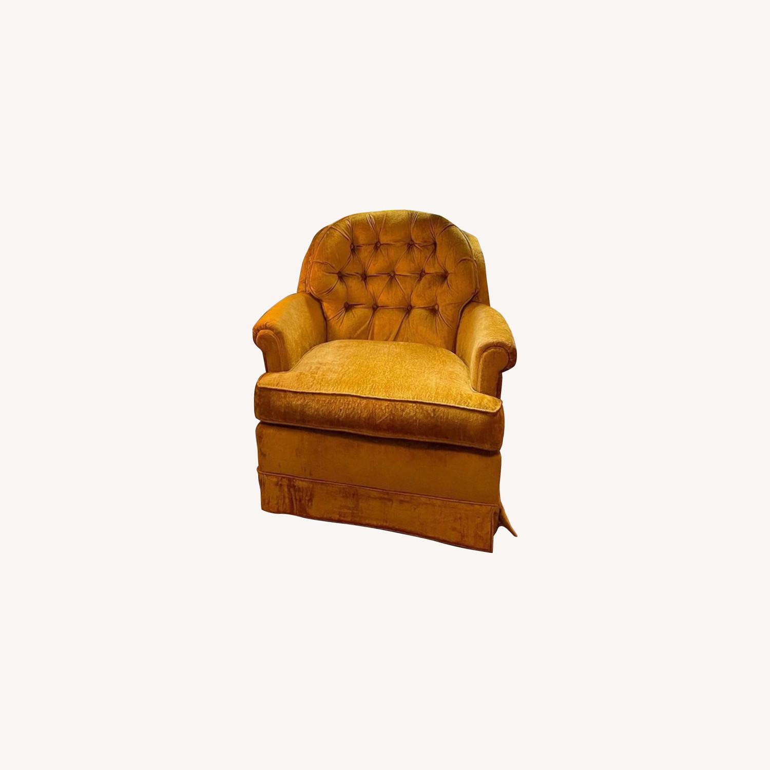 Vintage Velvet Mustard Rocking Armchair - AptDeco