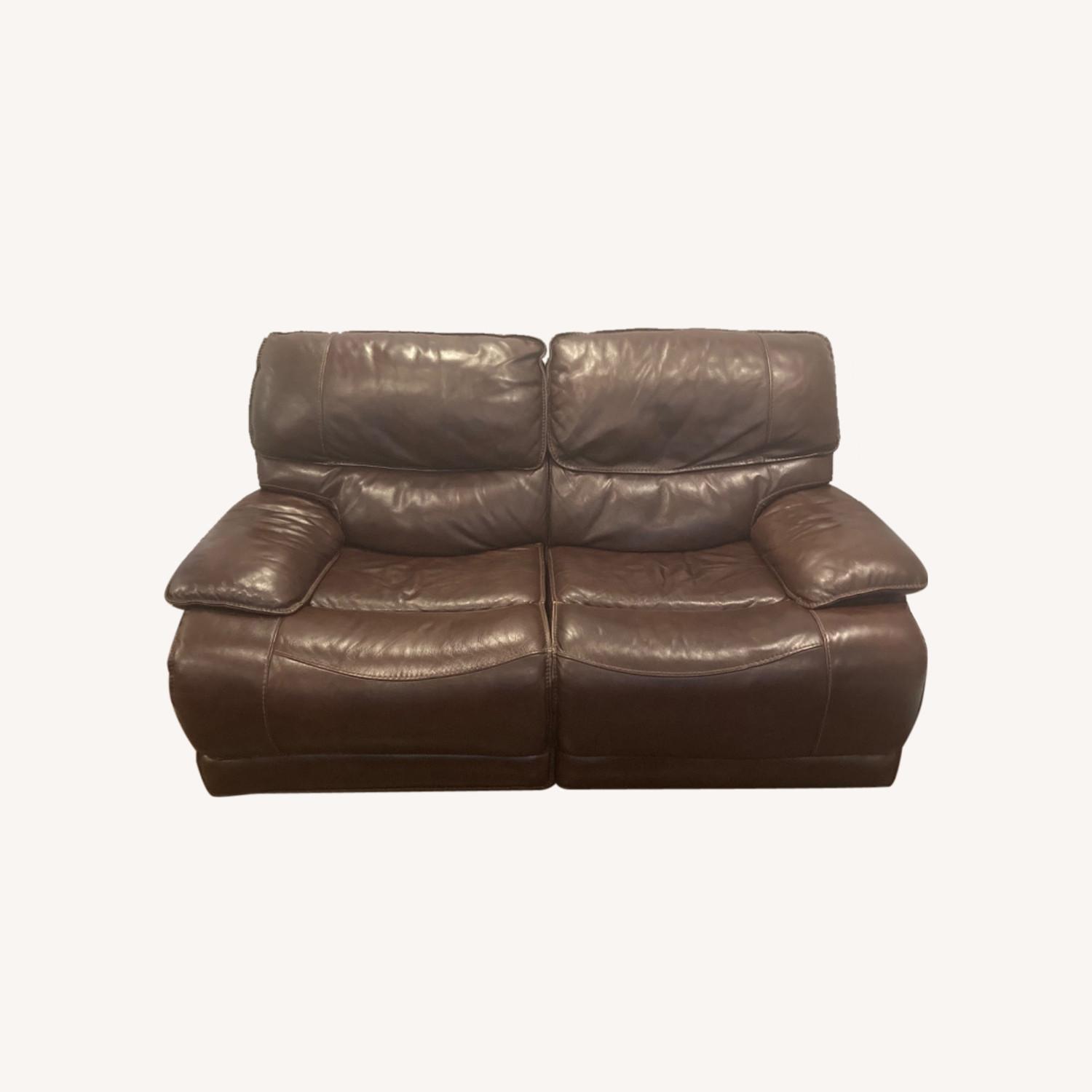 Raymour & Flanigan Leather Loveseat Recliner AptDeco