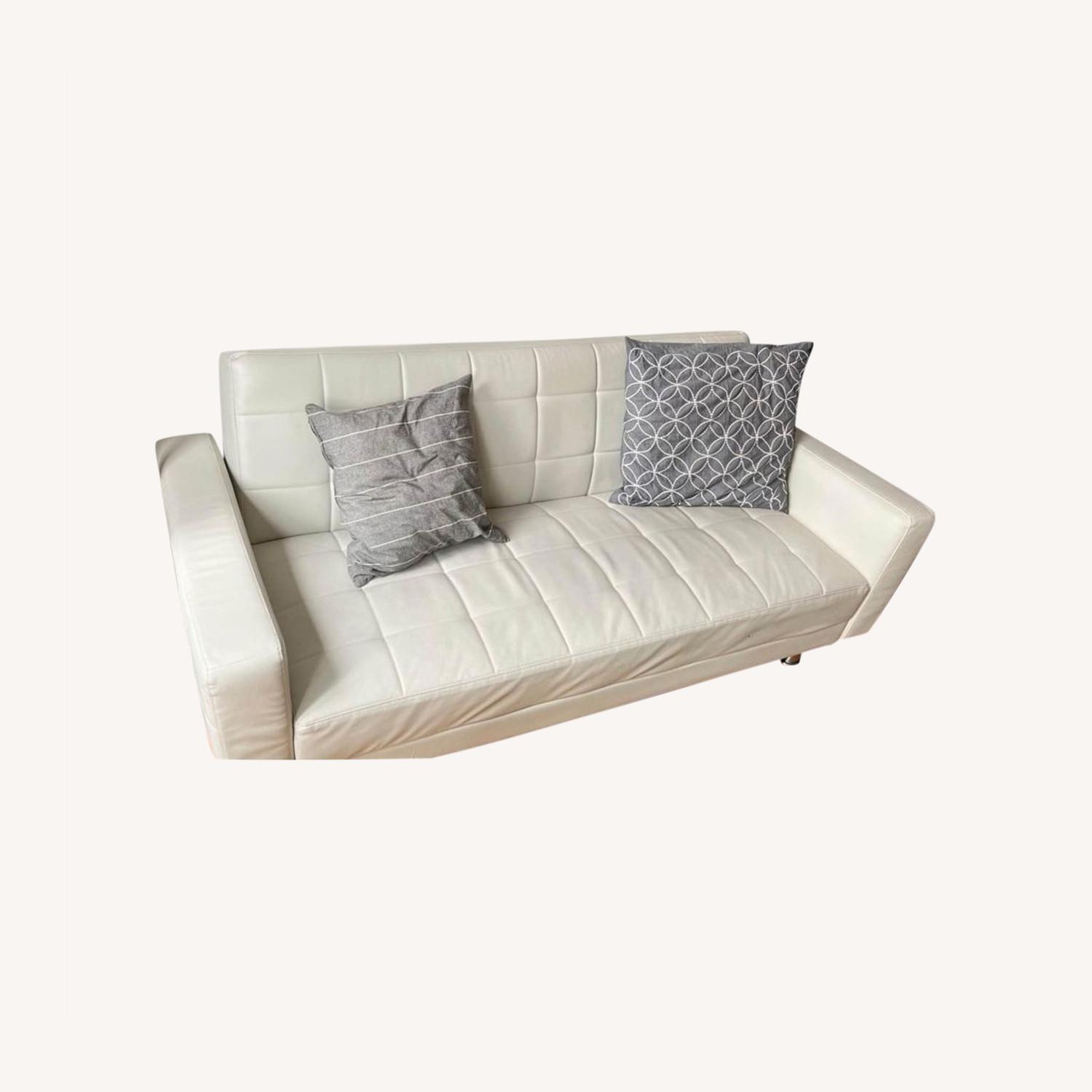 White Leather Futon Couch AptDeco