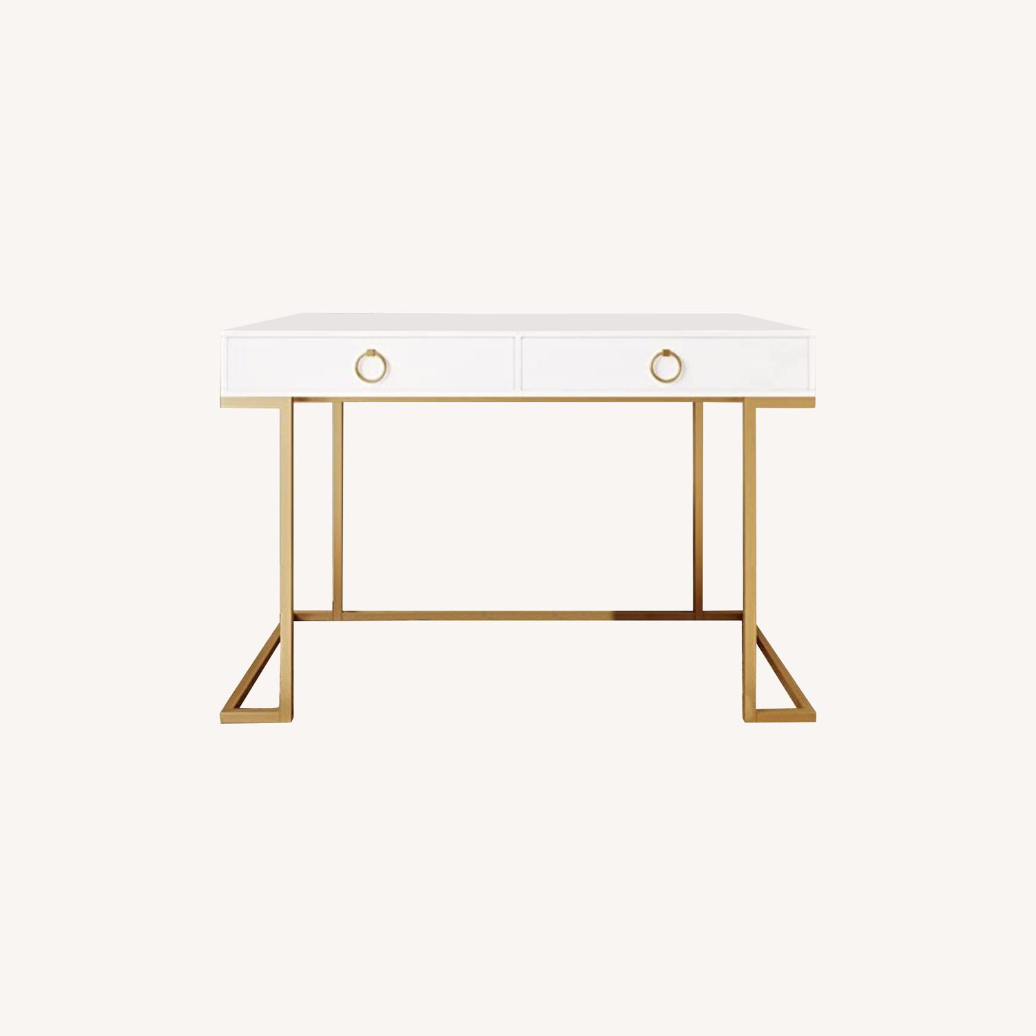 White Desk with Gold Accent - image-0