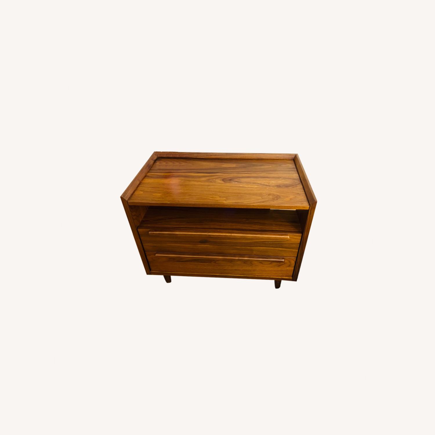 Crate and Barrel Tate Walnut Charging Nightstand AptDeco