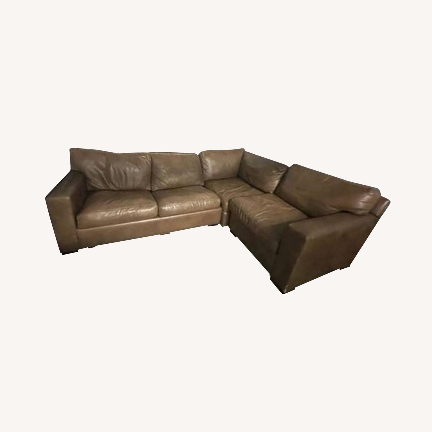 Crate & Barrel Leather Sleeper Sectional AptDeco