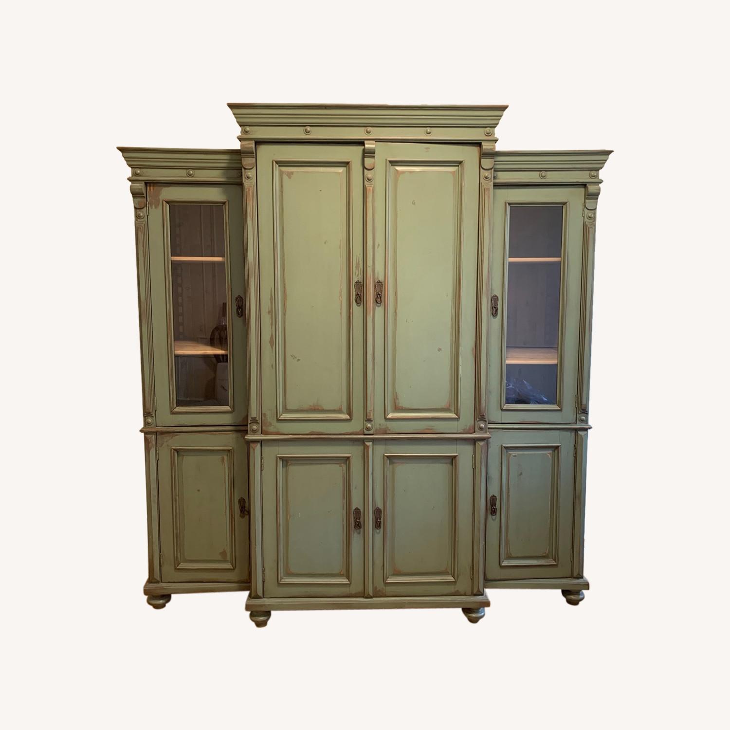 Green Antique Armoire Entertainment Center AptDeco