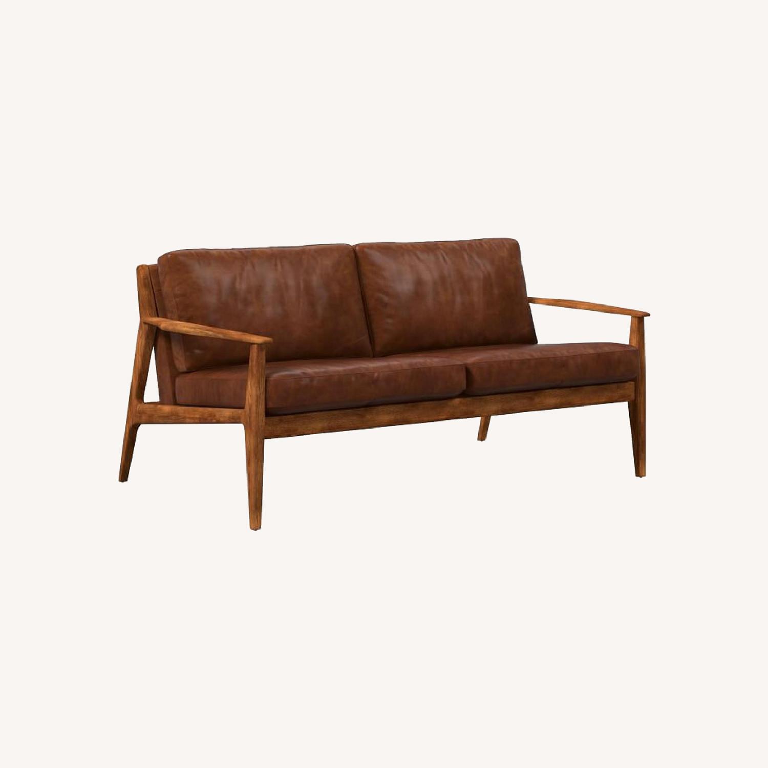 West Elm Leather Loveseat AptDeco