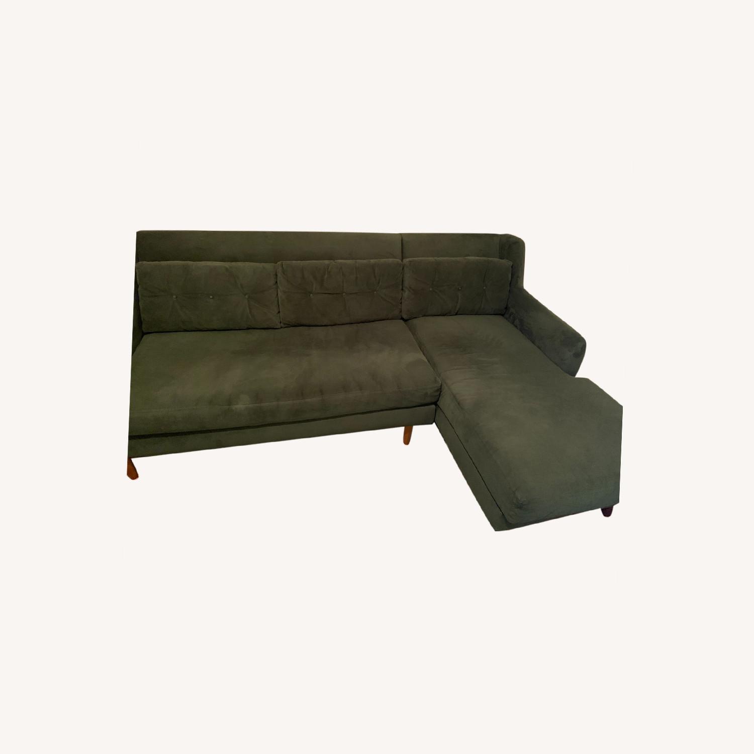 West Elm Green Velvet 2Piece Chaise Sectional AptDeco
