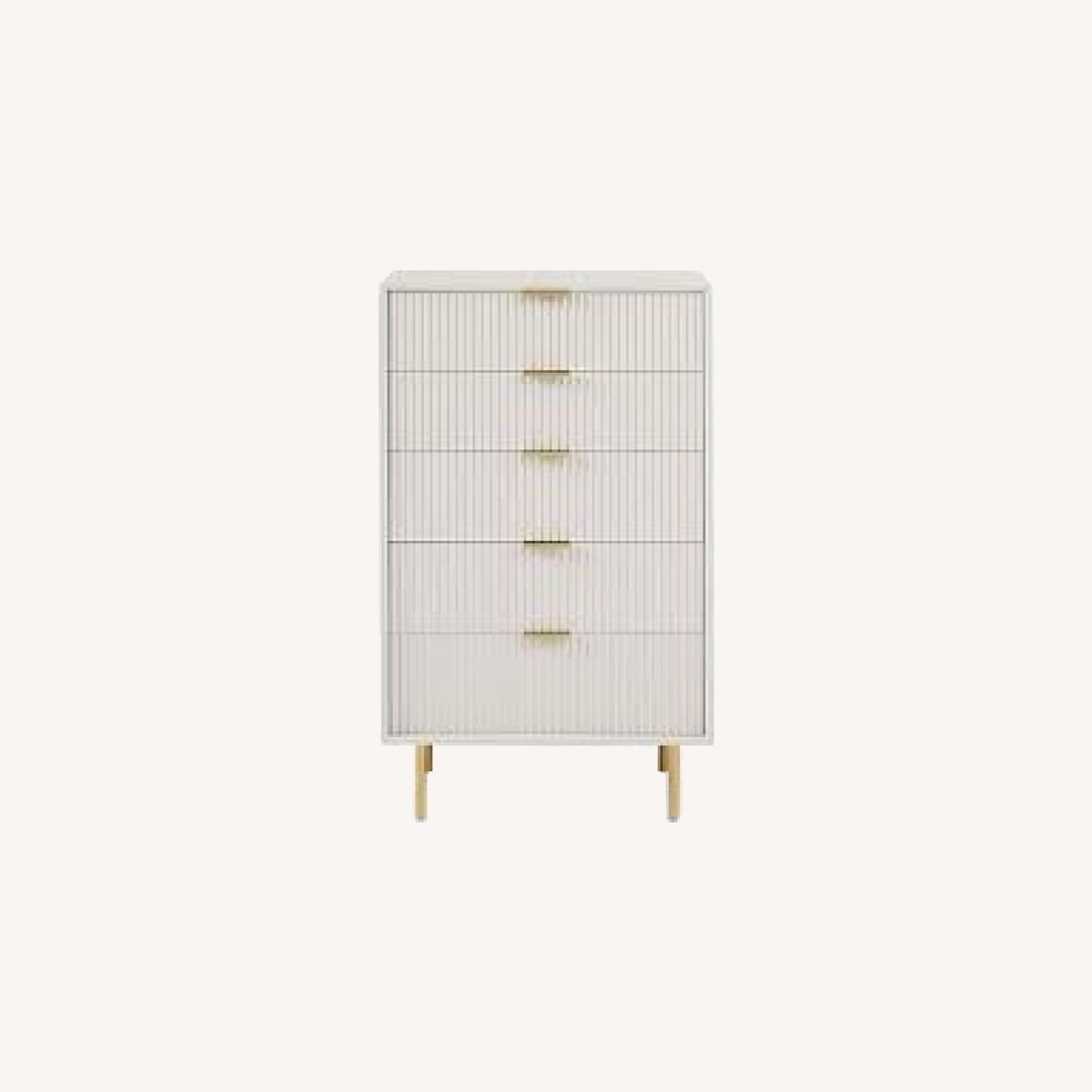 West Elm White Honeycomb 5-Drawer Dresser - image-0