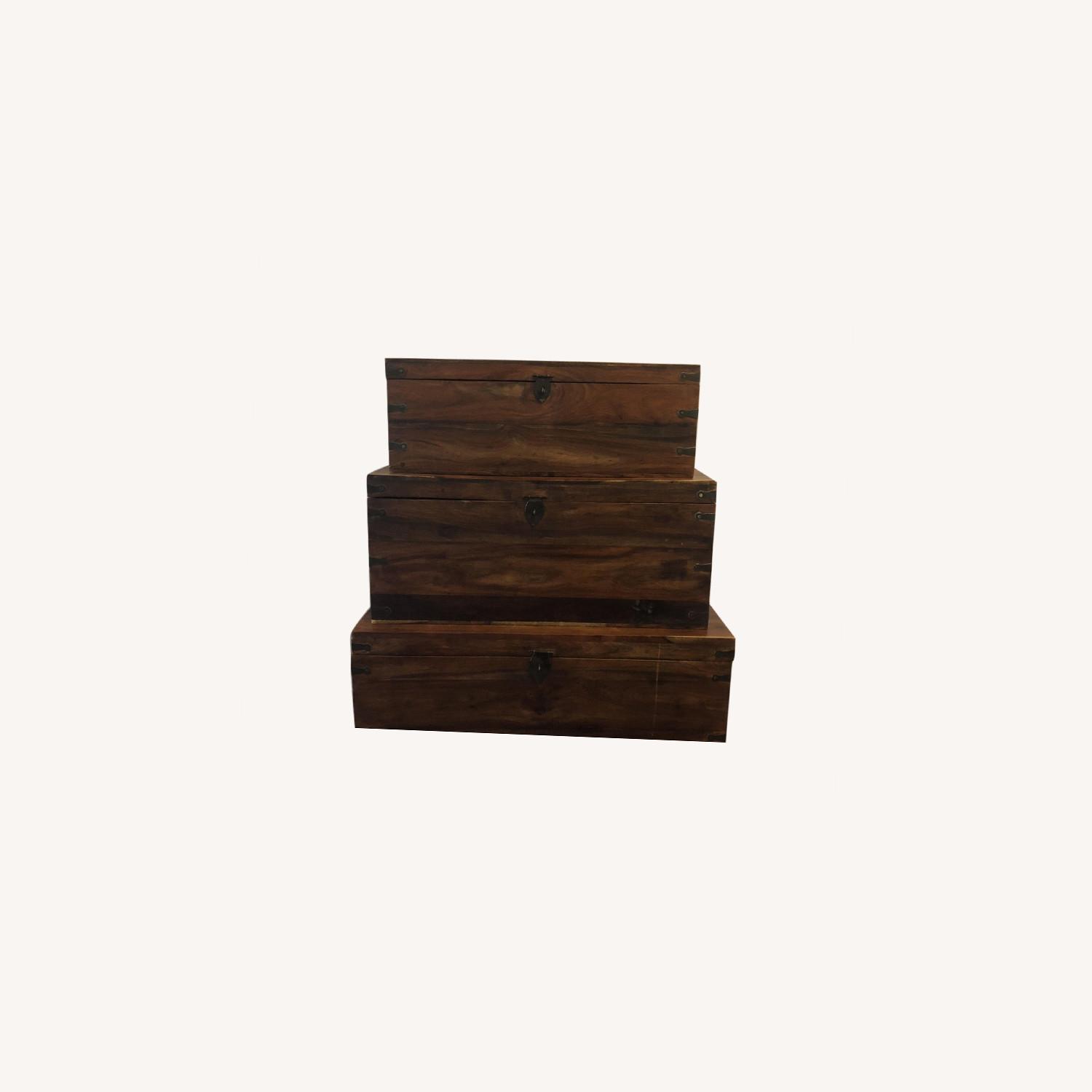 3 Piece Wooden Stackable Chests - image-0