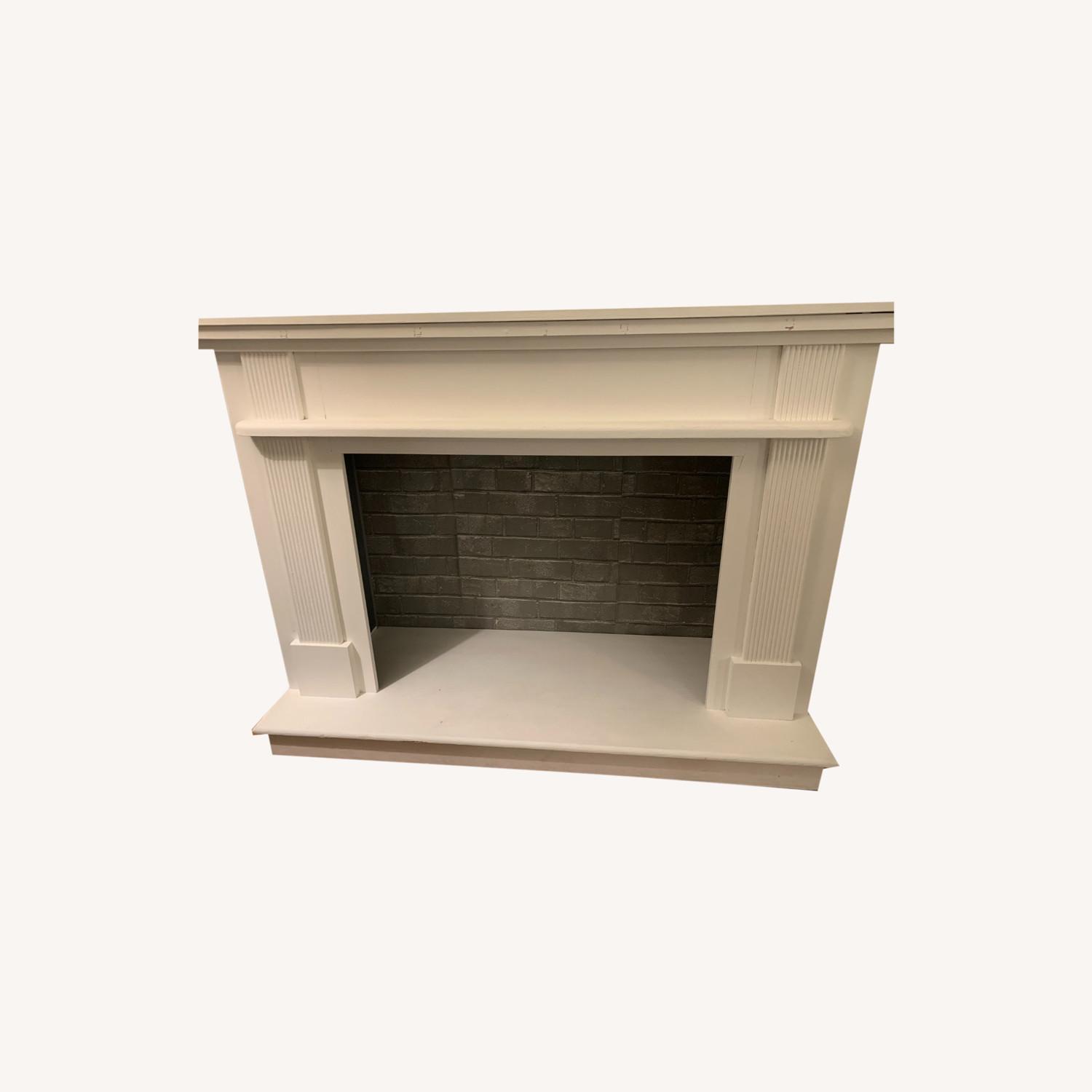 White Faux Fire Place with Backing - image-0