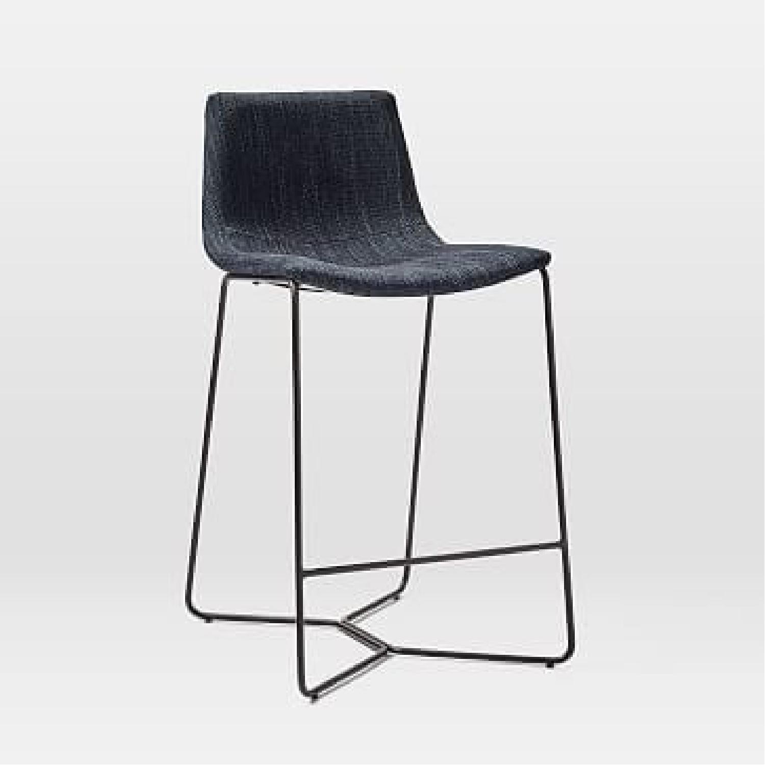 West Elm Slope Bar Stool Basket Slub Midnight AptDeco