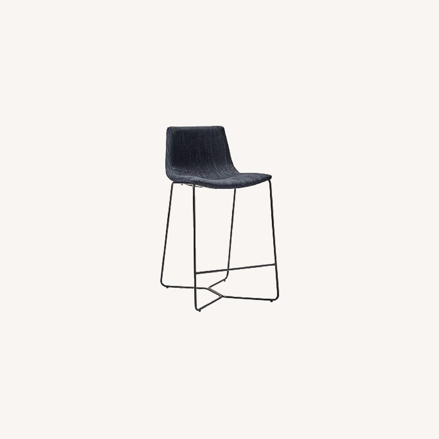 West Elm Slope Bar Stool Basket Slub Midnight AptDeco