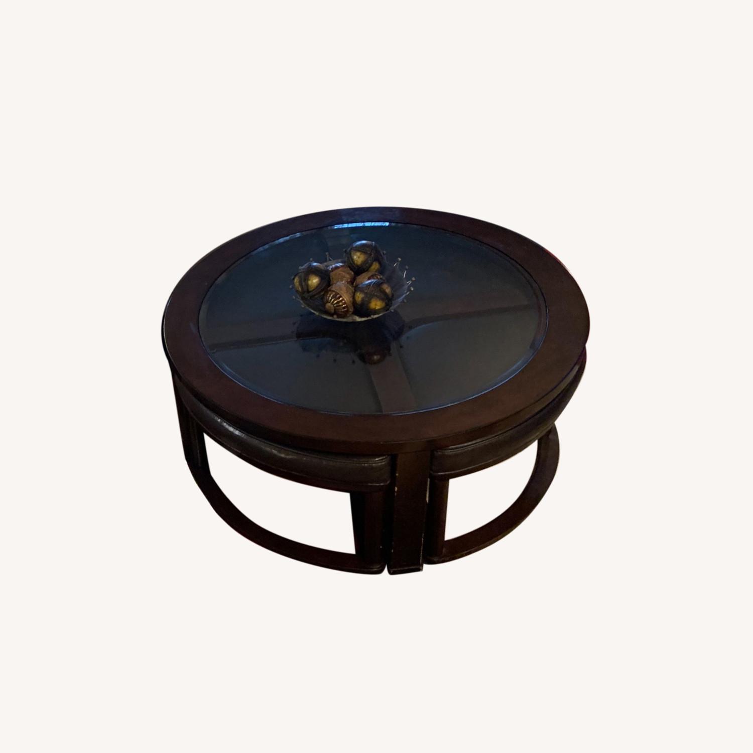 Coffee Table with 4 Nested Stools - image-0