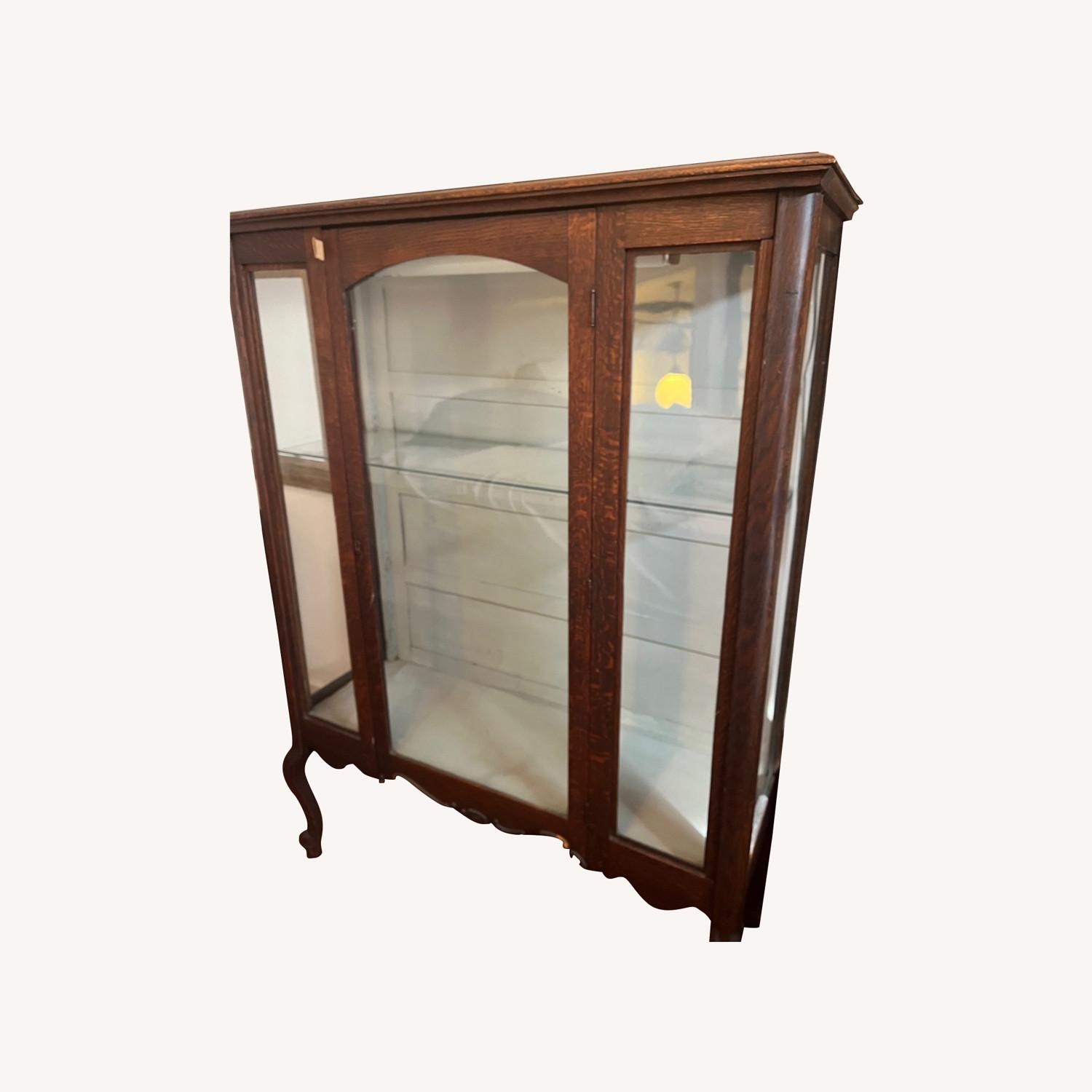 Glass Front Oak Display Case/Book Shelf AptDeco