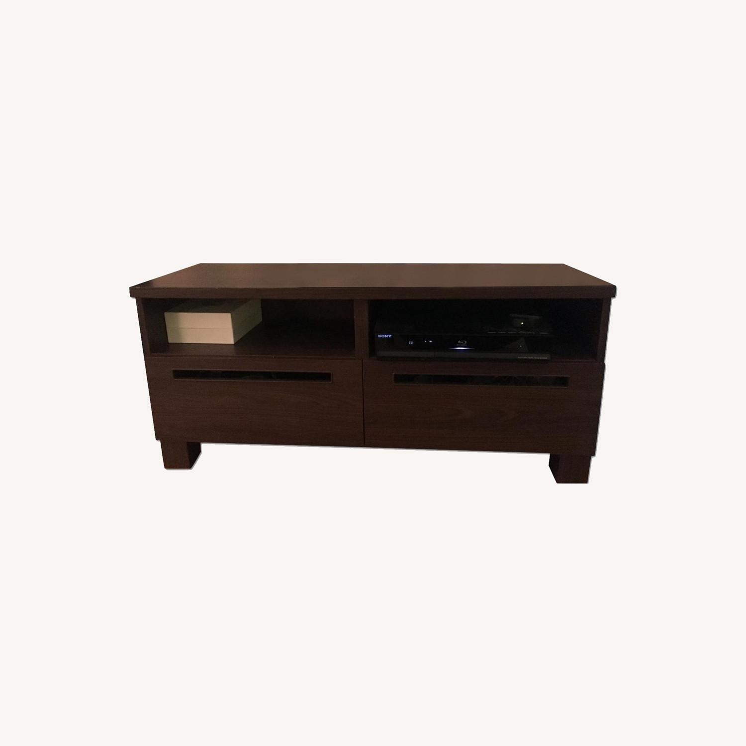 Dark Brown Wood Media Console w/ Storage AptDeco