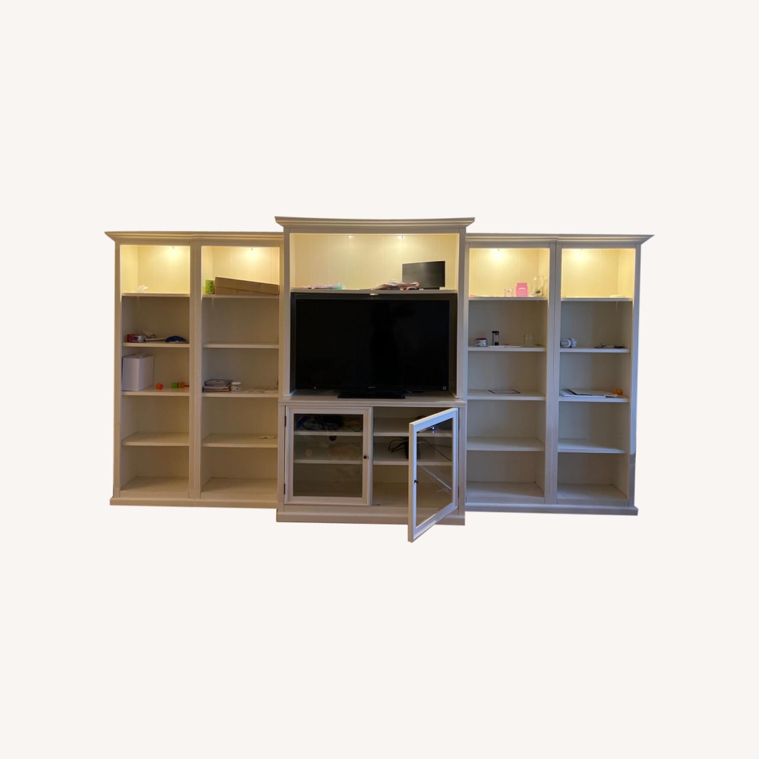Ballard Designs Tuscan 5 Piece Media Unit and Bookshelves AptDeco
