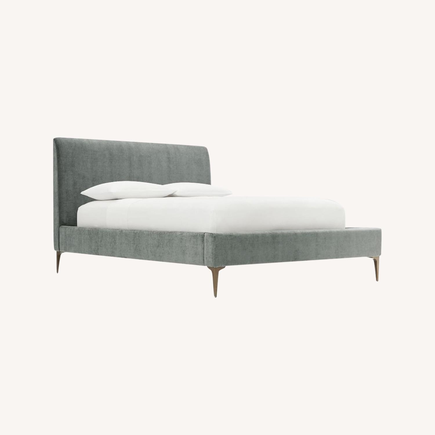 West Elm Bed Limited Edition Mineral Gray Velvet AptDeco