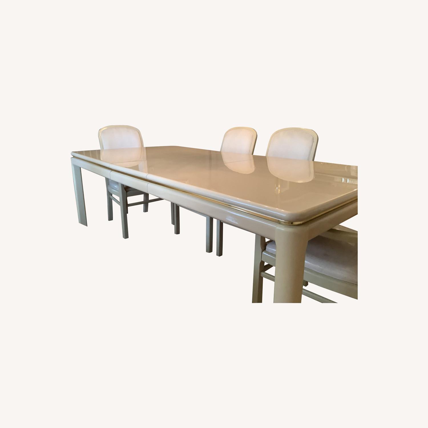 Vintage Lane Dining Set(Cream Lacquer w/Brass) AptDeco
