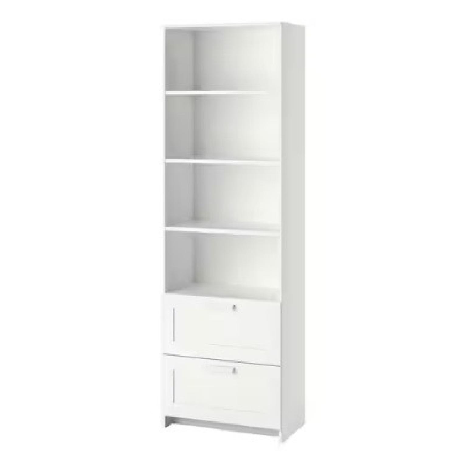 IKEA BRIMNES White Bookshelf with Drawers - image-4
