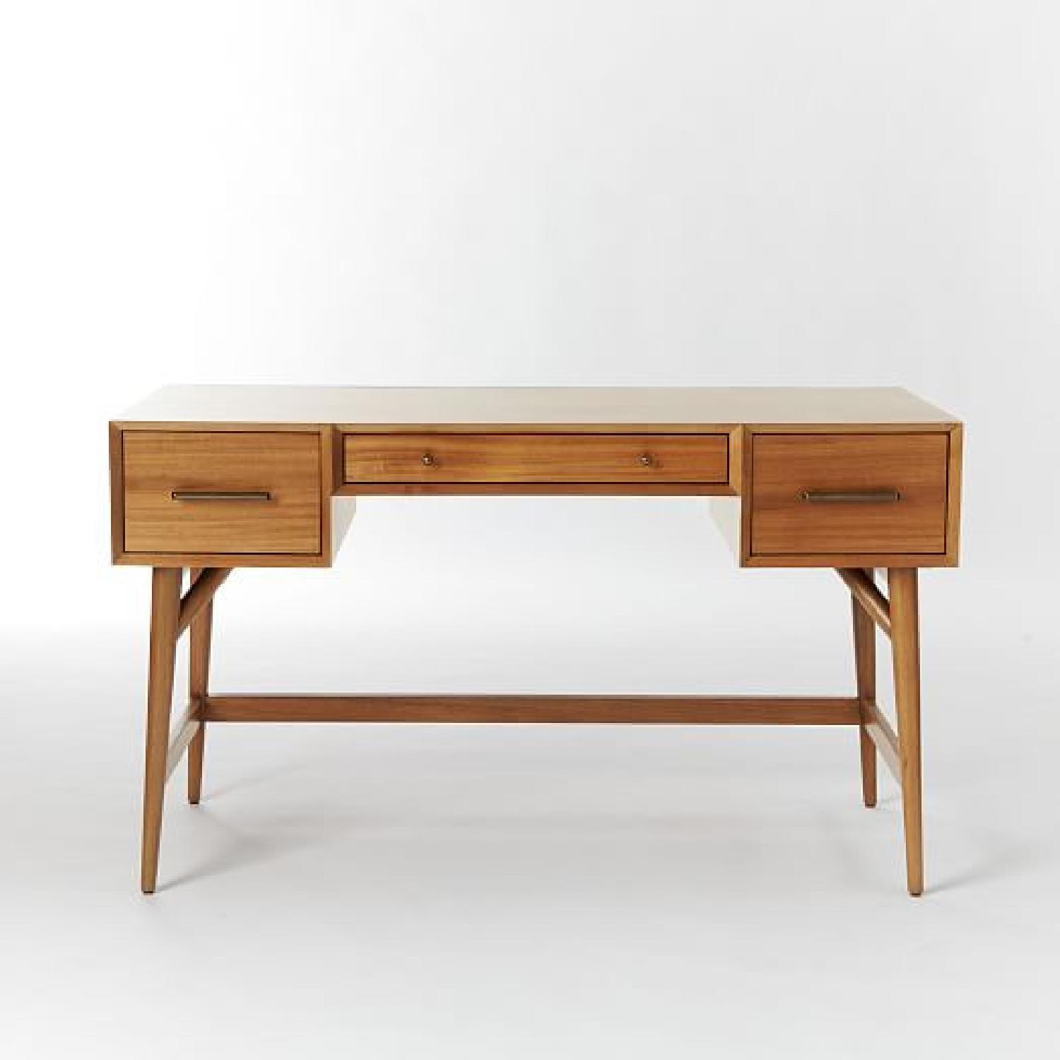 West Elm Acorn Finish Mid Century Wood Desk - image-4