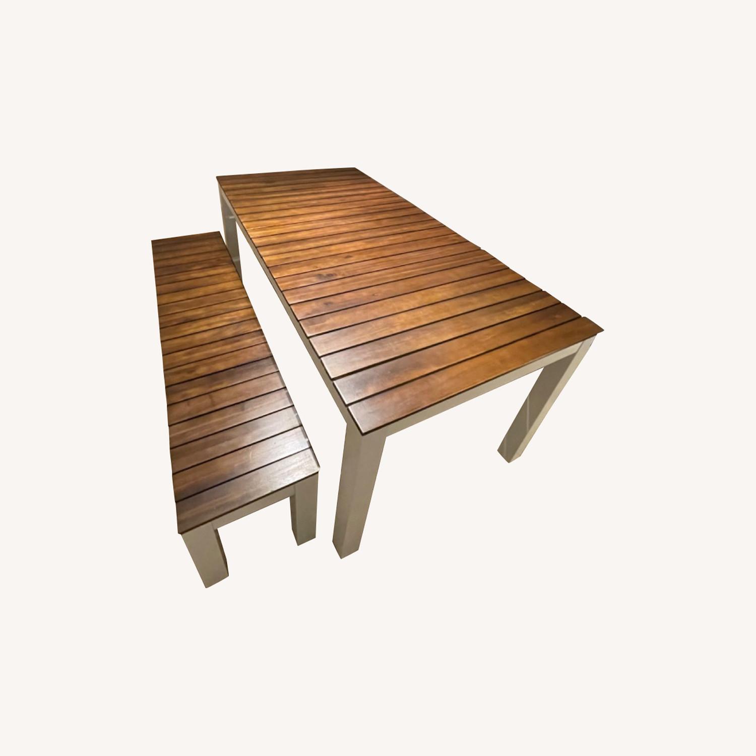 Acacia Dining Table & 2 Benches - image-0