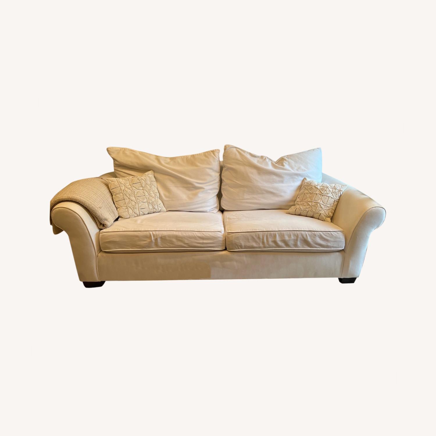 Pottery Barn White Twill Comfort Sleeper Sofa AptDeco