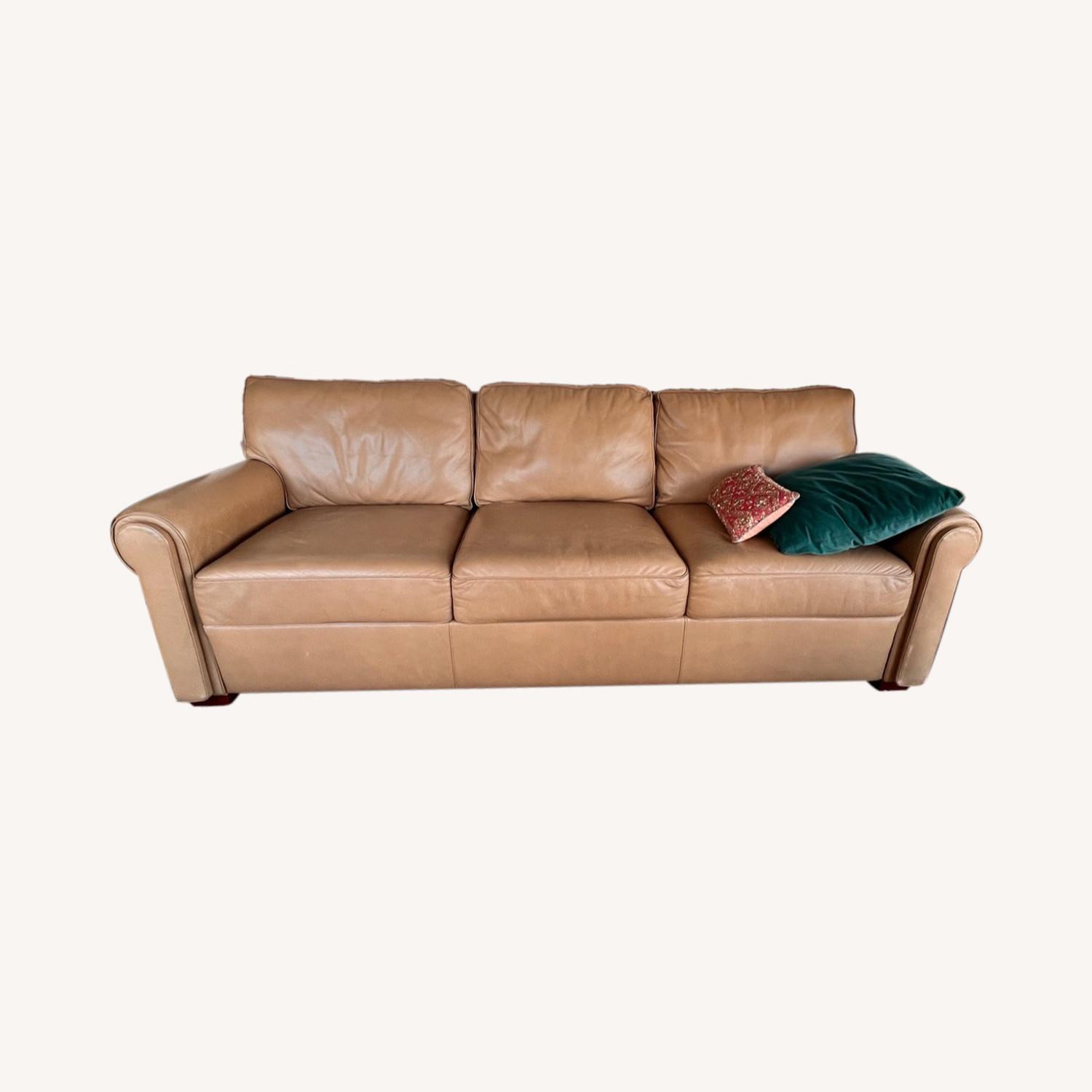 Bloomingdale's Leather Sleeper Sofa AptDeco