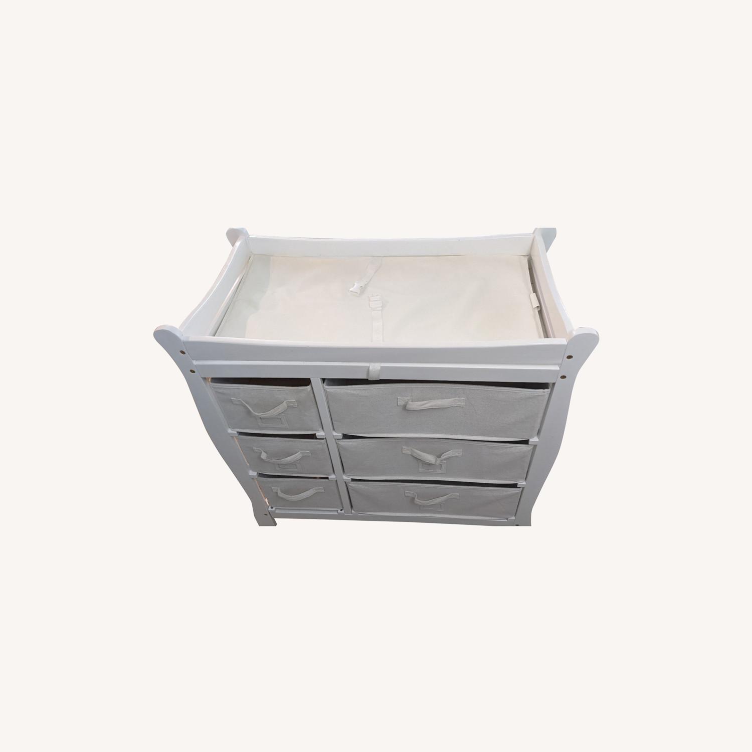 White Changing Table with Cloth Drawers - image-0