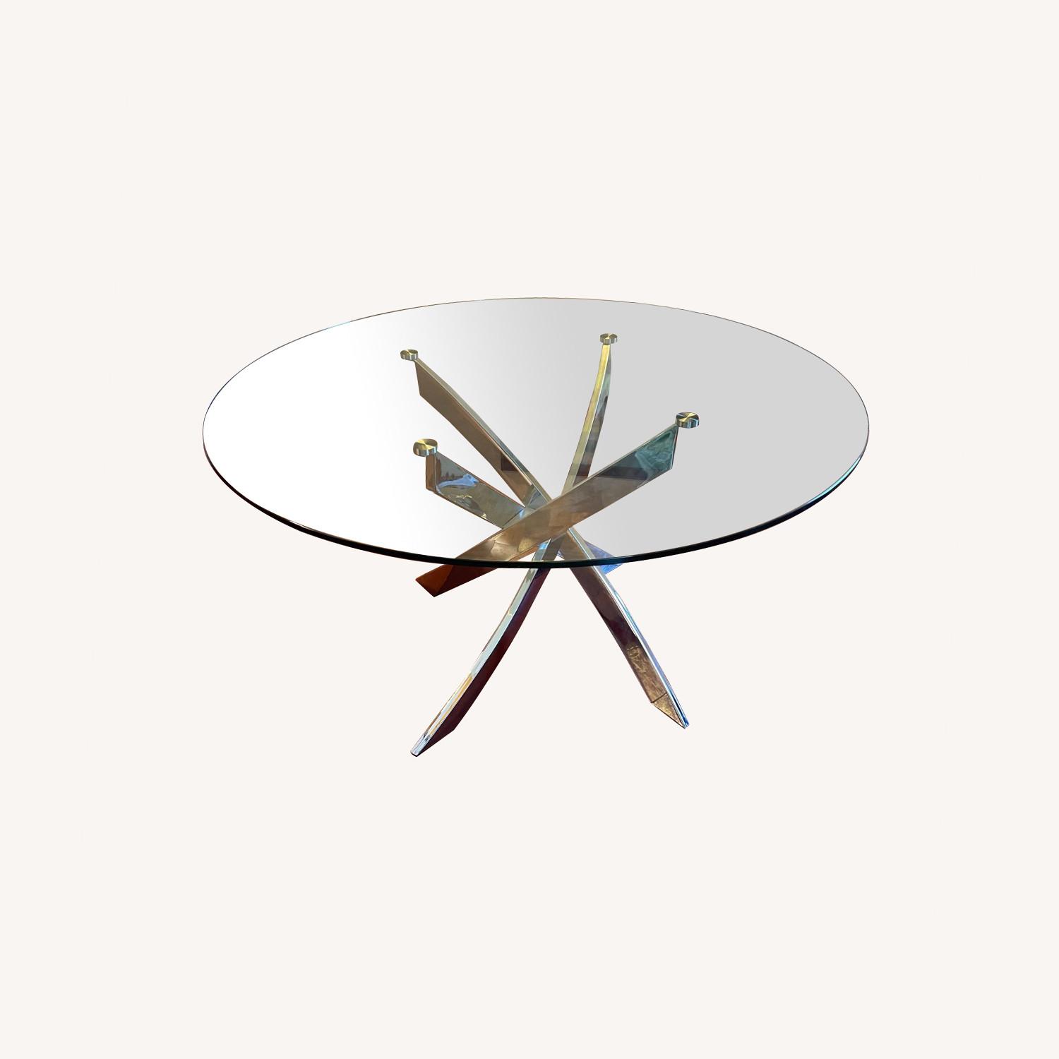 Round Glass Pedestal Dining Table - image-0