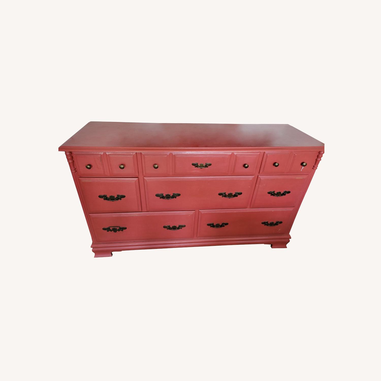Sturdy Vintage Red Dresser AptDeco