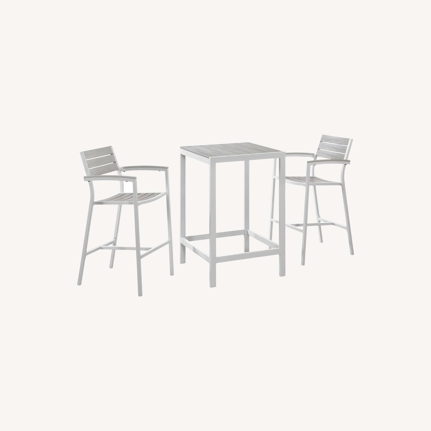 3Piece Outdoor Patio Dining Set In White & Gray AptDeco