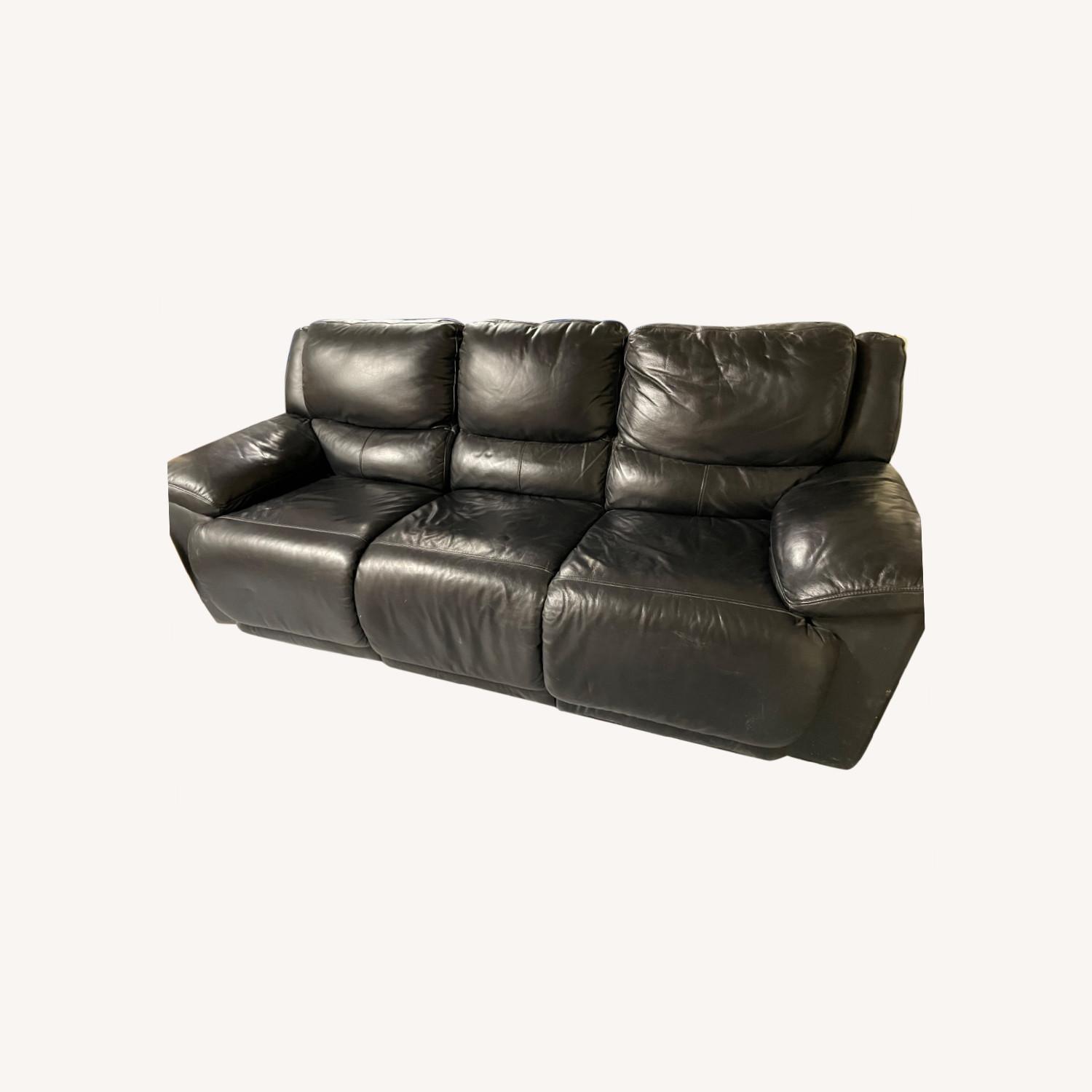 Scandinavian Black Leather Recliner Sofa AptDeco