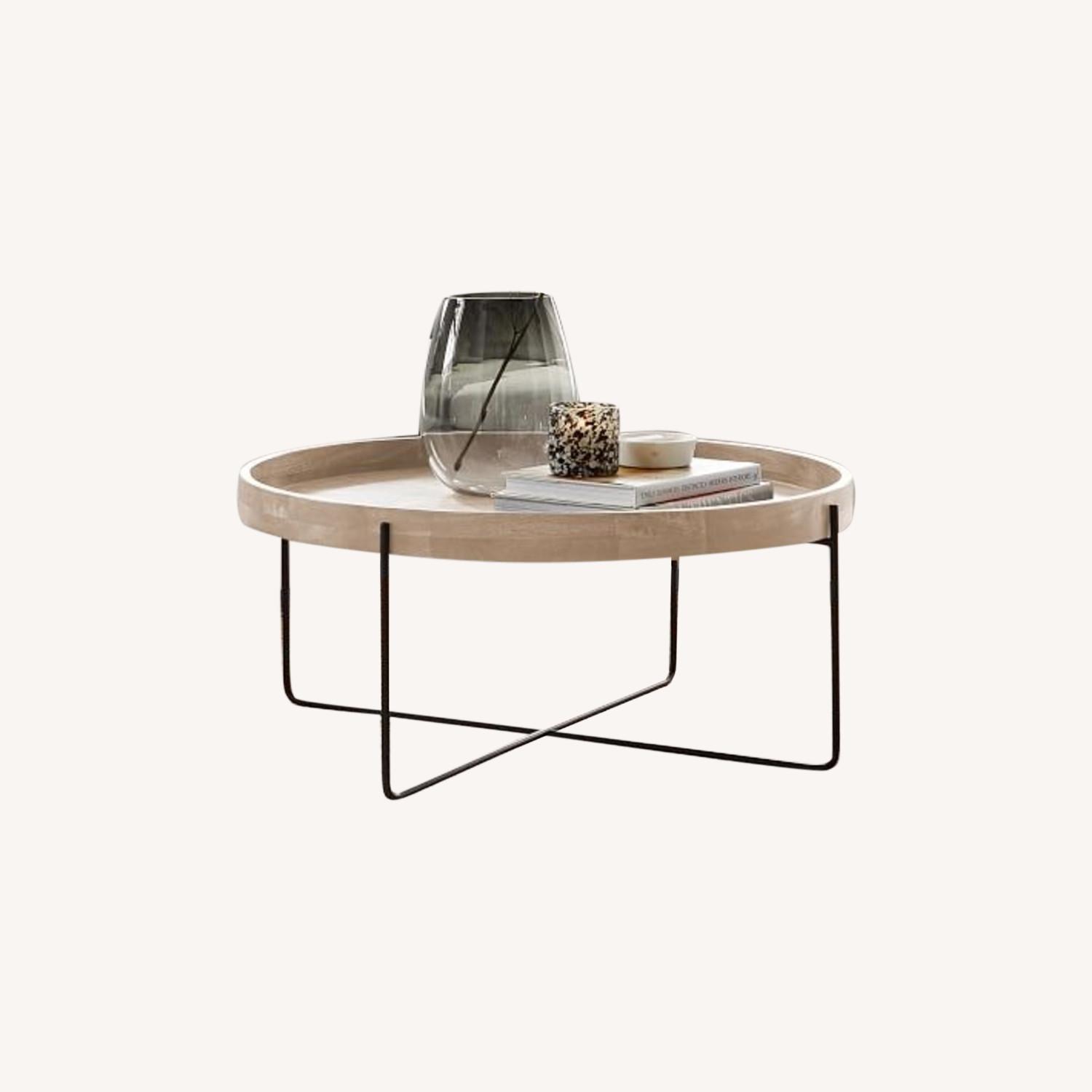 West Elm Willow 36" Coffee Table, Cerused White - image-0