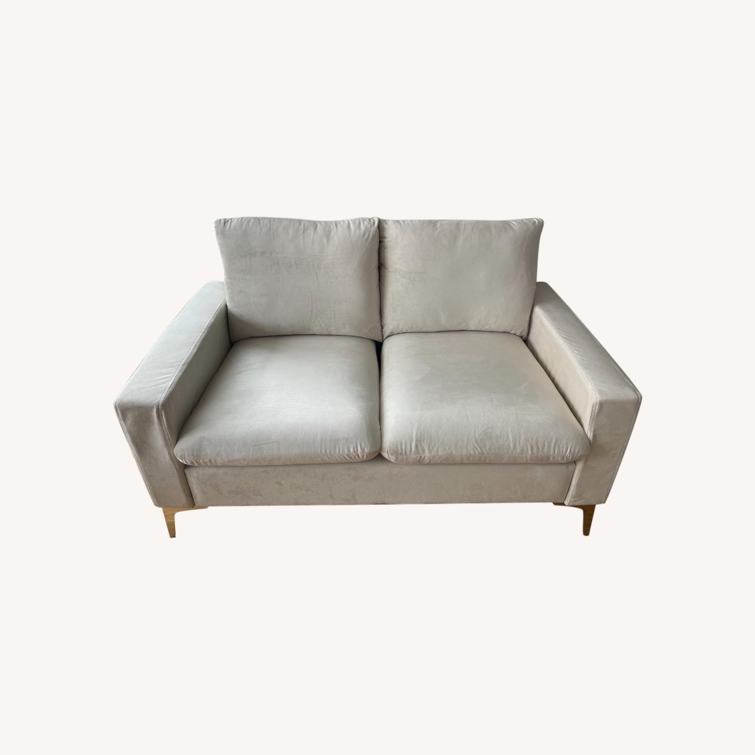 Riki 55'' Velvet Square Arm Loveseat in Beige - image-0