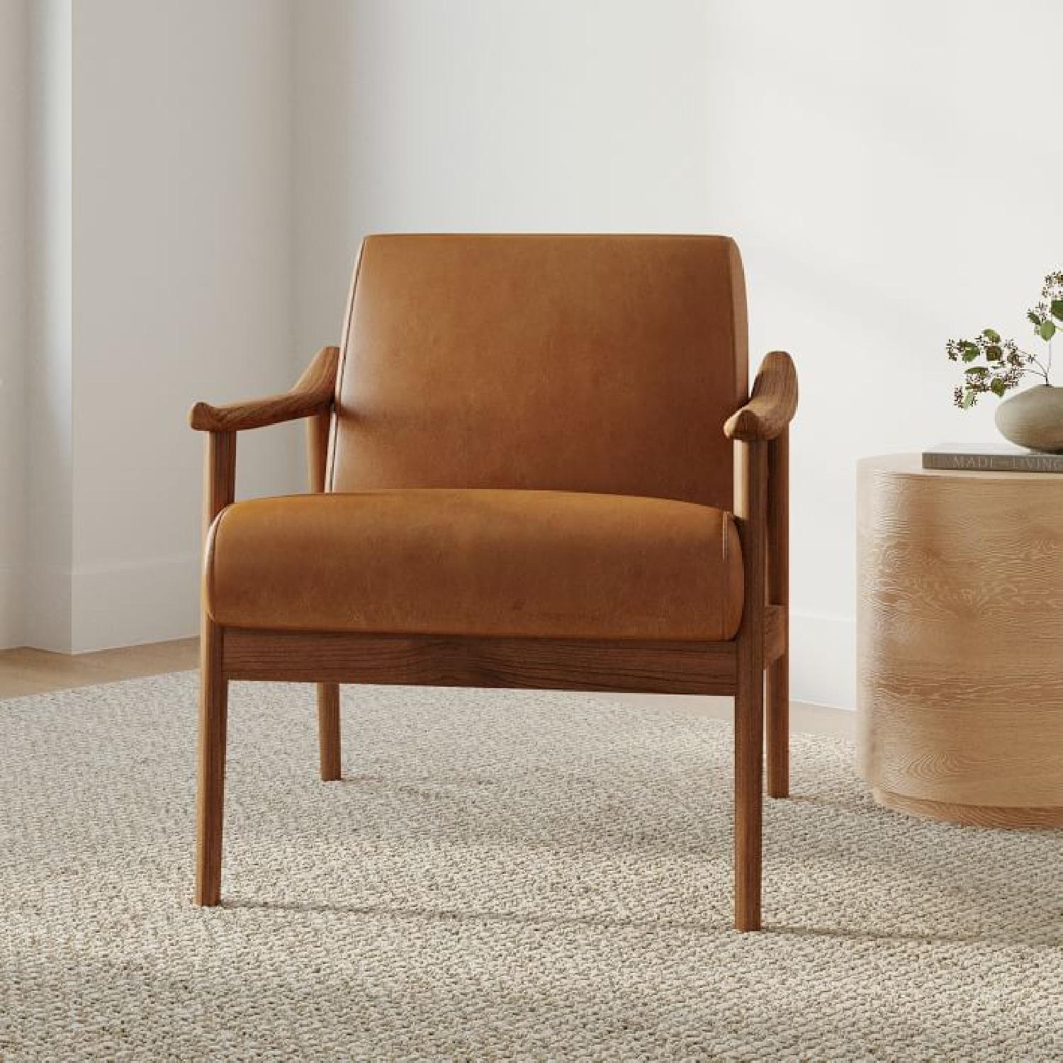 West Elm Leather Show Wood Chair - image-4