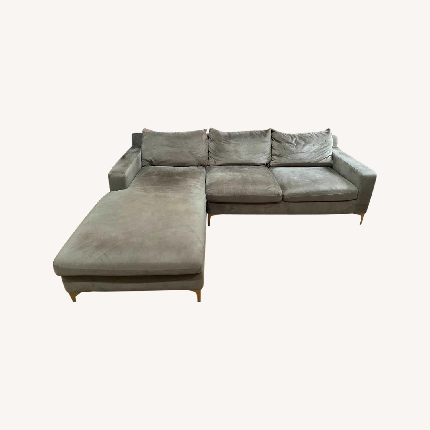 Interior Define Mink Brown Velvet Sectional Sofa AptDeco