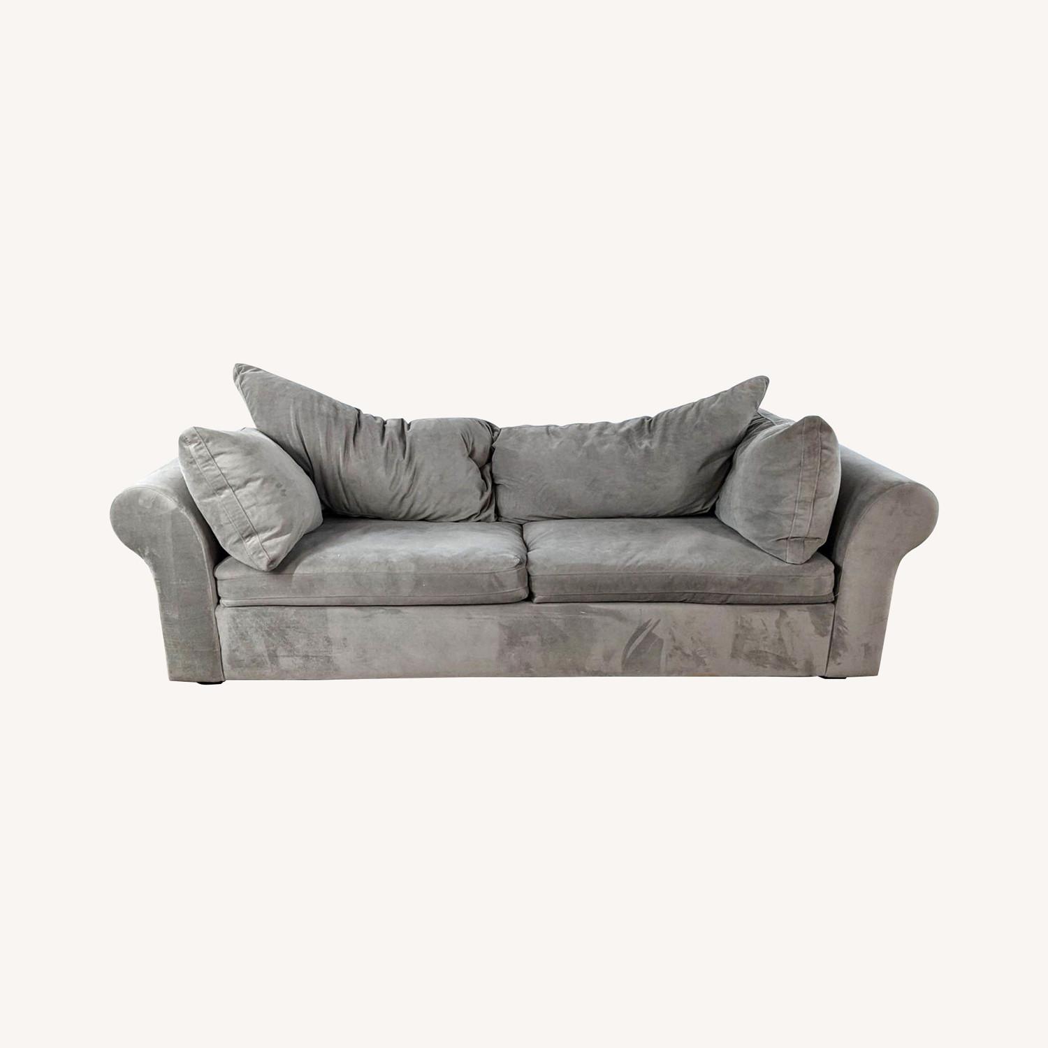 Pottery Barn Gray Upholstered Sofa AptDeco