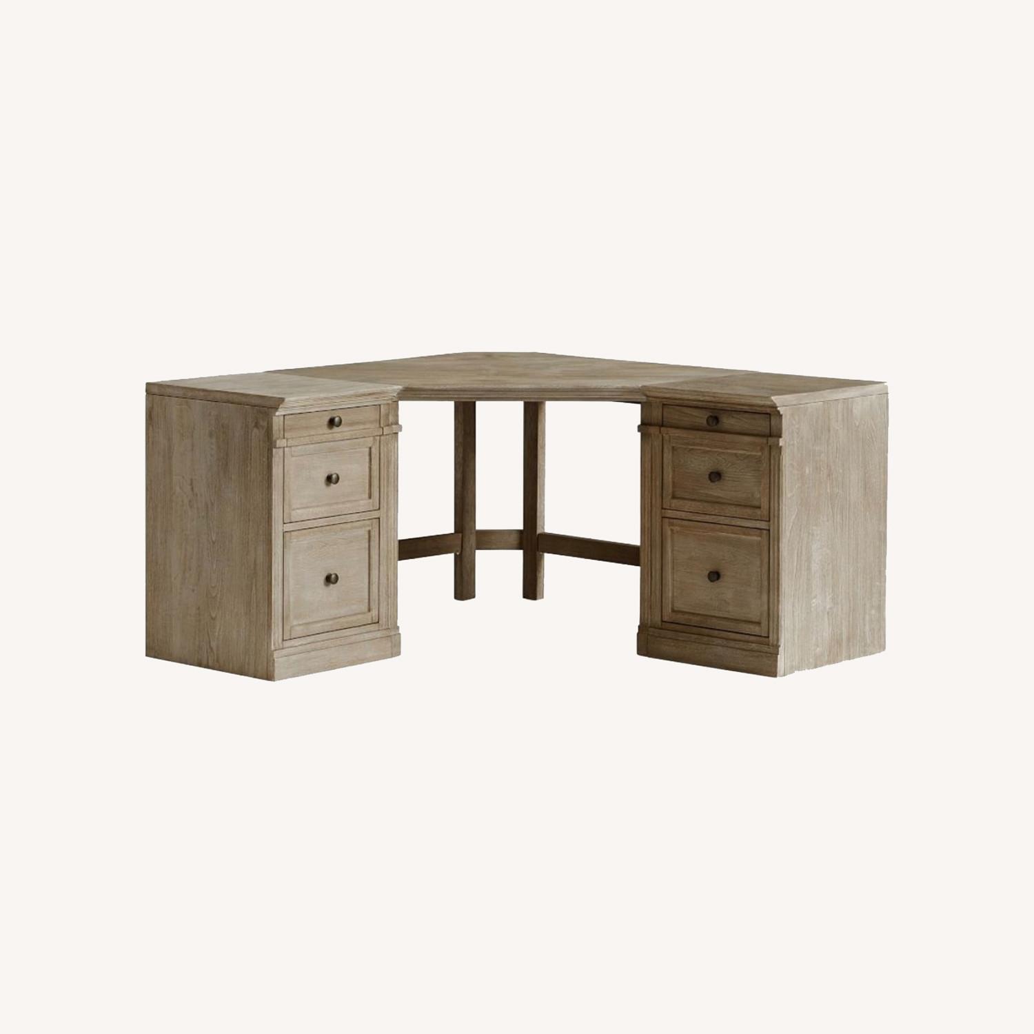 Pottery Barn Livingston Corner Desk w/Drawers AptDeco
