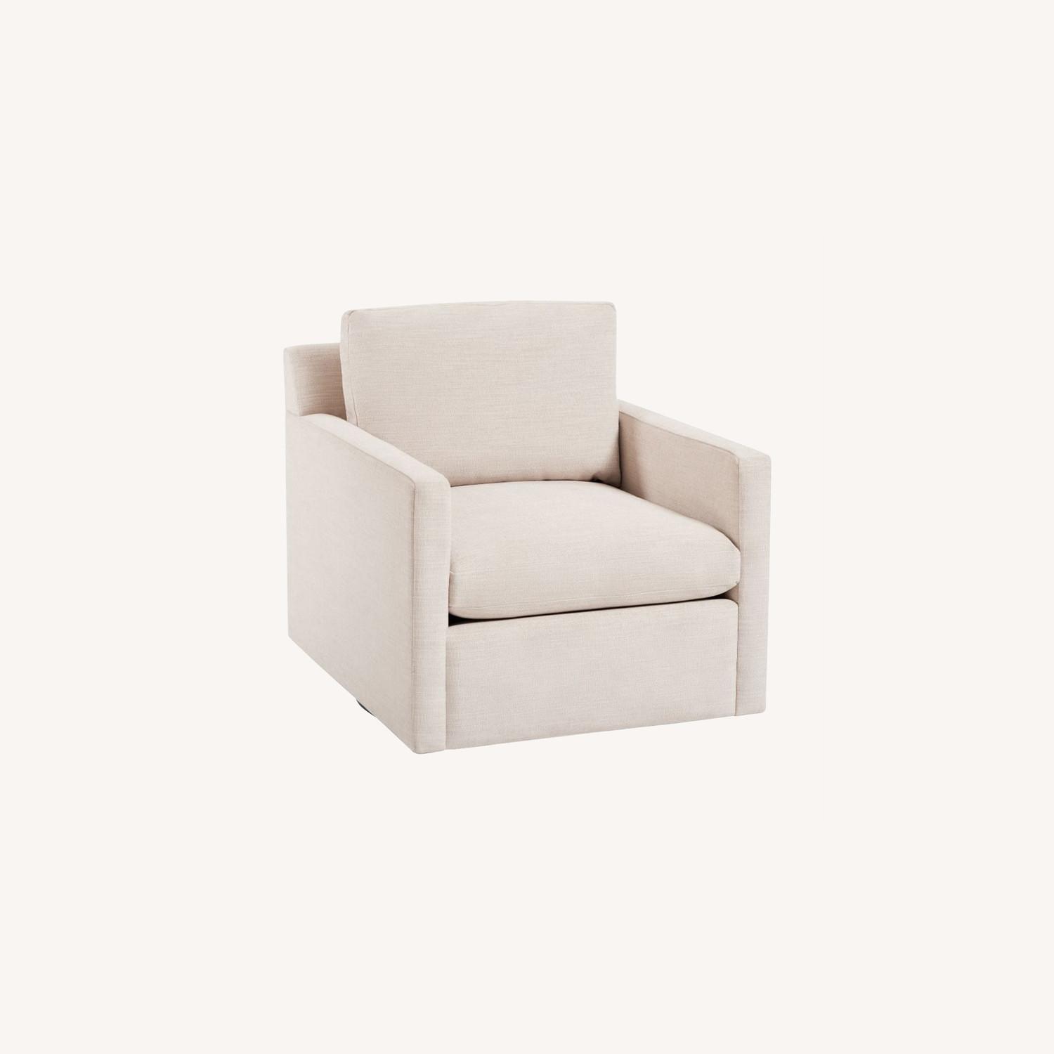 West Elm Marin Swivel Chair, Poly, Dove AptDeco