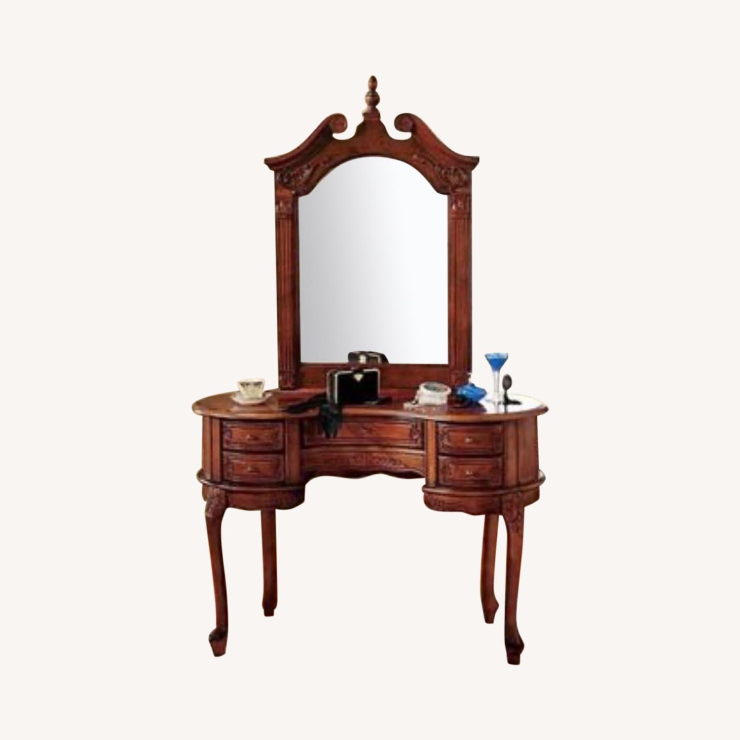 Queen Anne Dressing Table with Mirror Solid Wood AptDeco