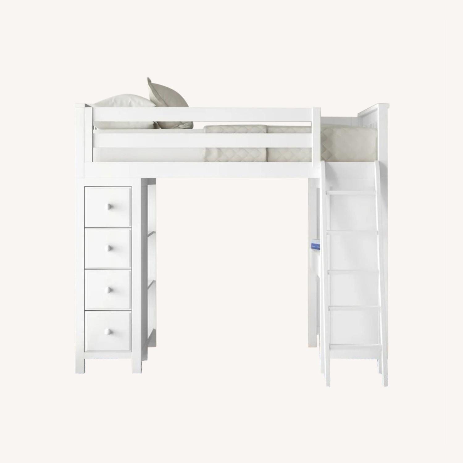 Wood Loft Bed with Bookcase and Desk - image-0