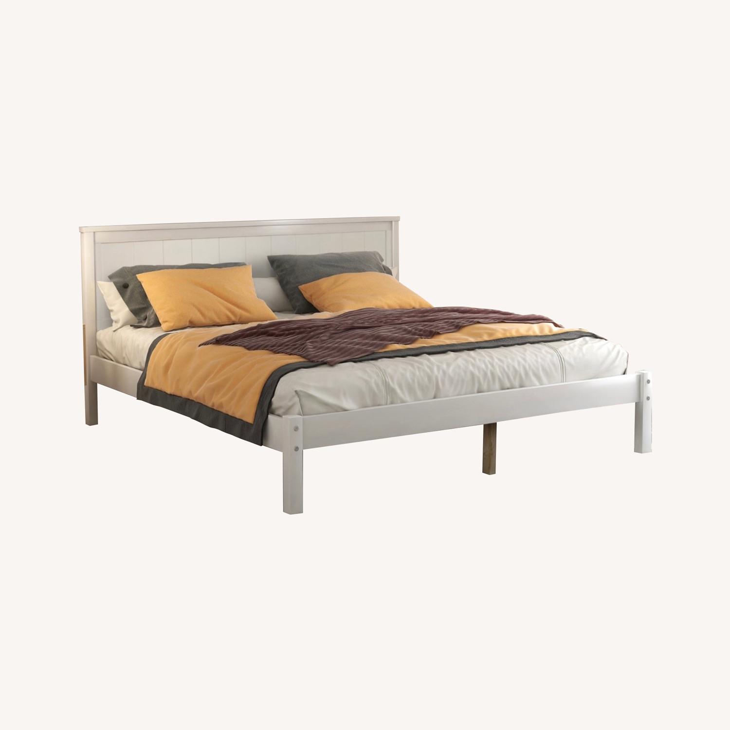 Full Platform Bed Wood Frame White AptDeco