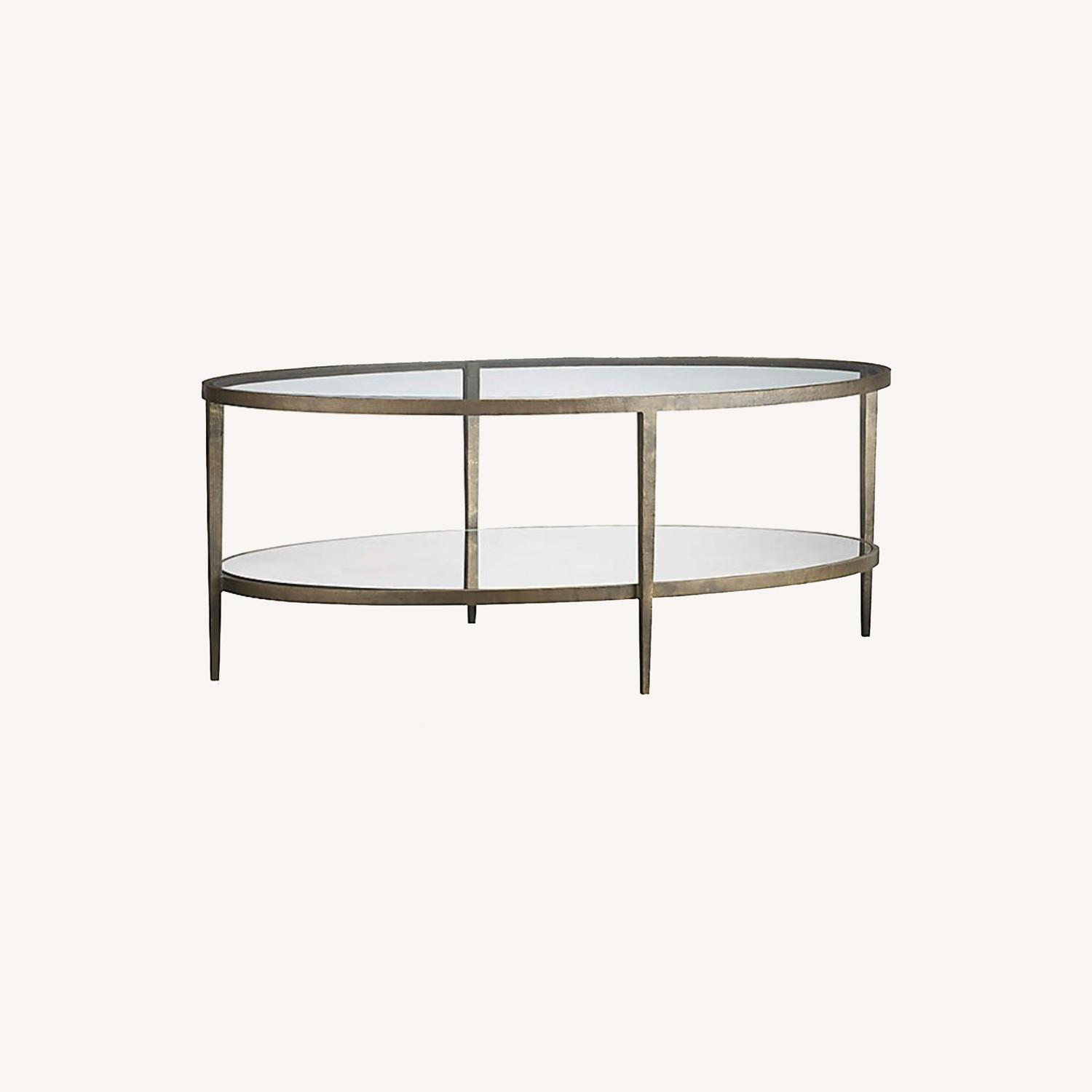 Crate and Barrel 48" Oval Glass Coffee Table - image-0