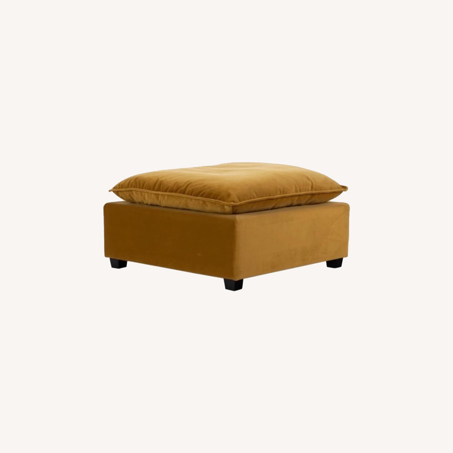 Albany Park Kova Ottoman In Mustard Velvet - image-0