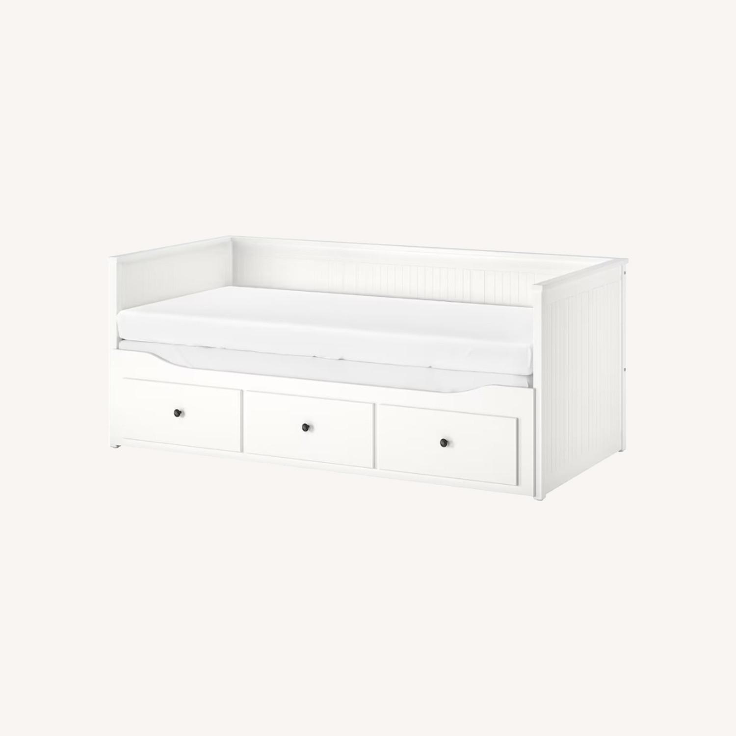IKEA Daybed Frame with 3 Drawers, WhiteTwin AptDeco