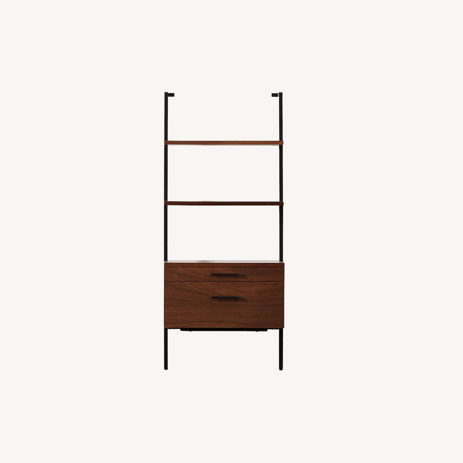 CB2 HELIX 70" Walnut Bookcase With 2 Drawers AptDeco
