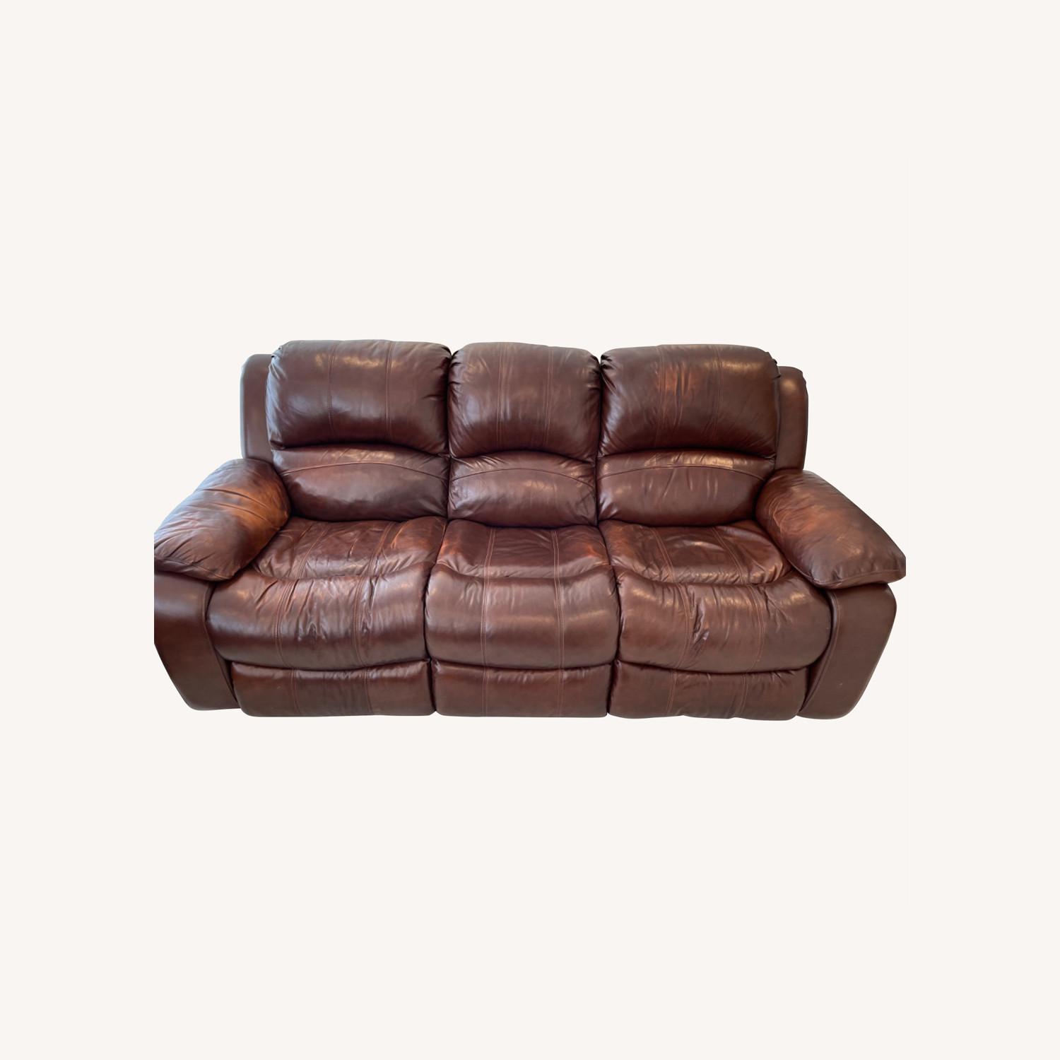 Reclining Brown Leather Couch AptDeco