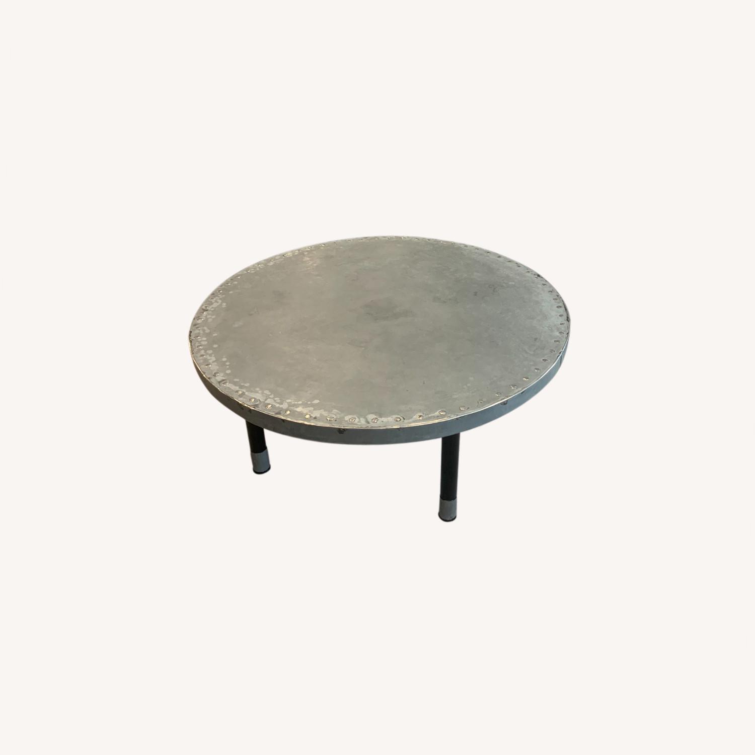 Custom Made Distressed Zinc Coated Coffee Table AptDeco