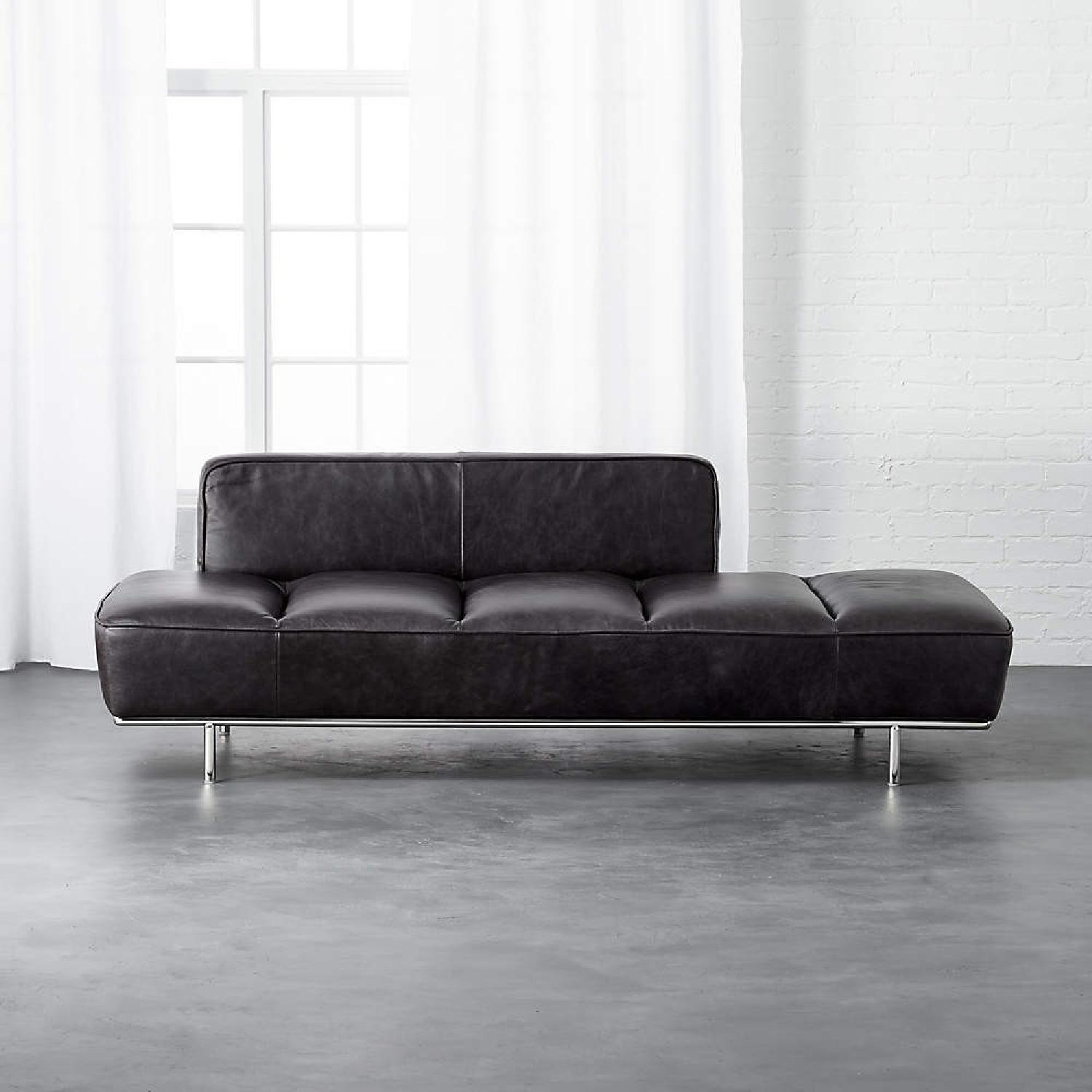 CB2 Lawndale Black Leather Daybed with Chrome Base - image-5
