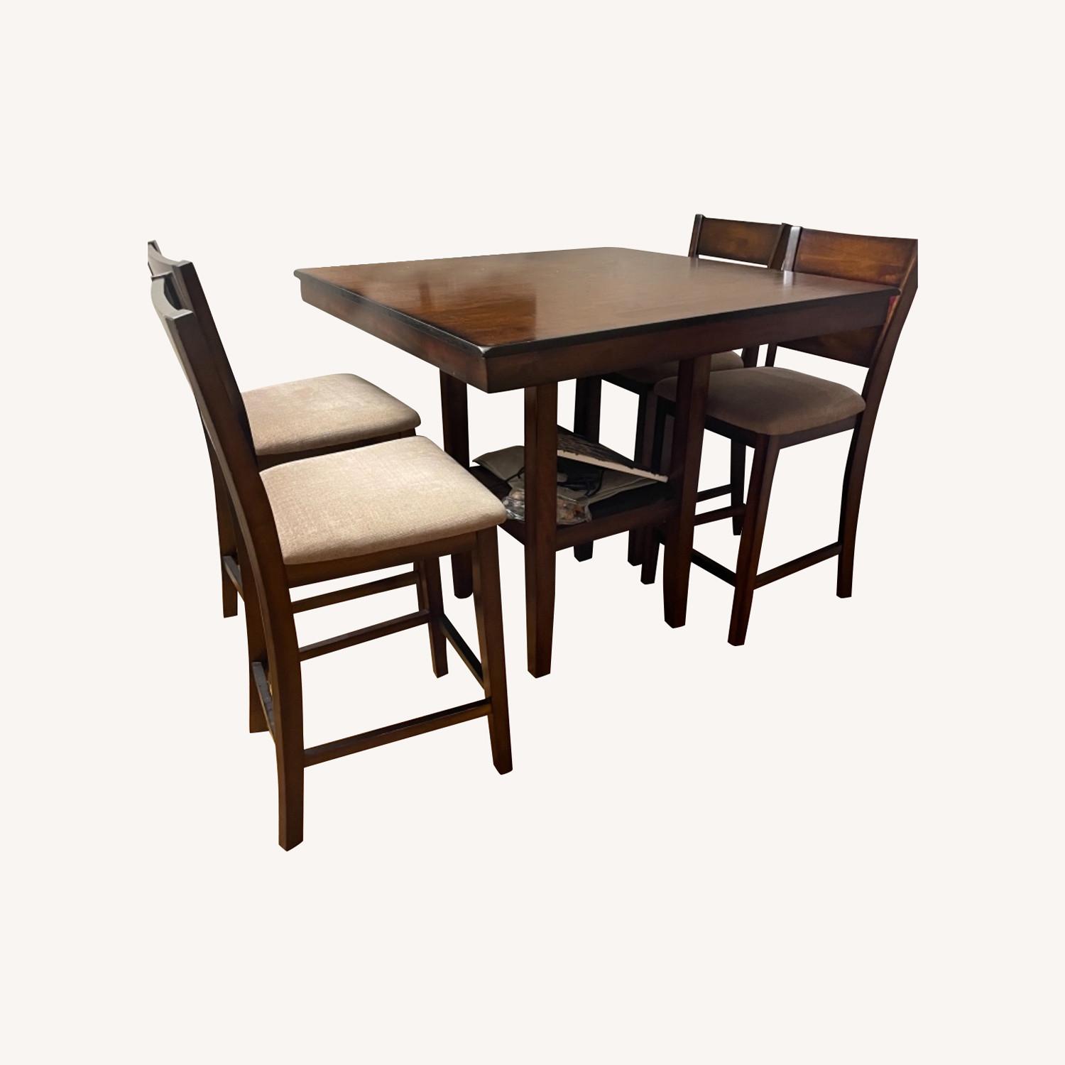 High Top Wood Dining Set (Table + 4 Chairs) AptDeco