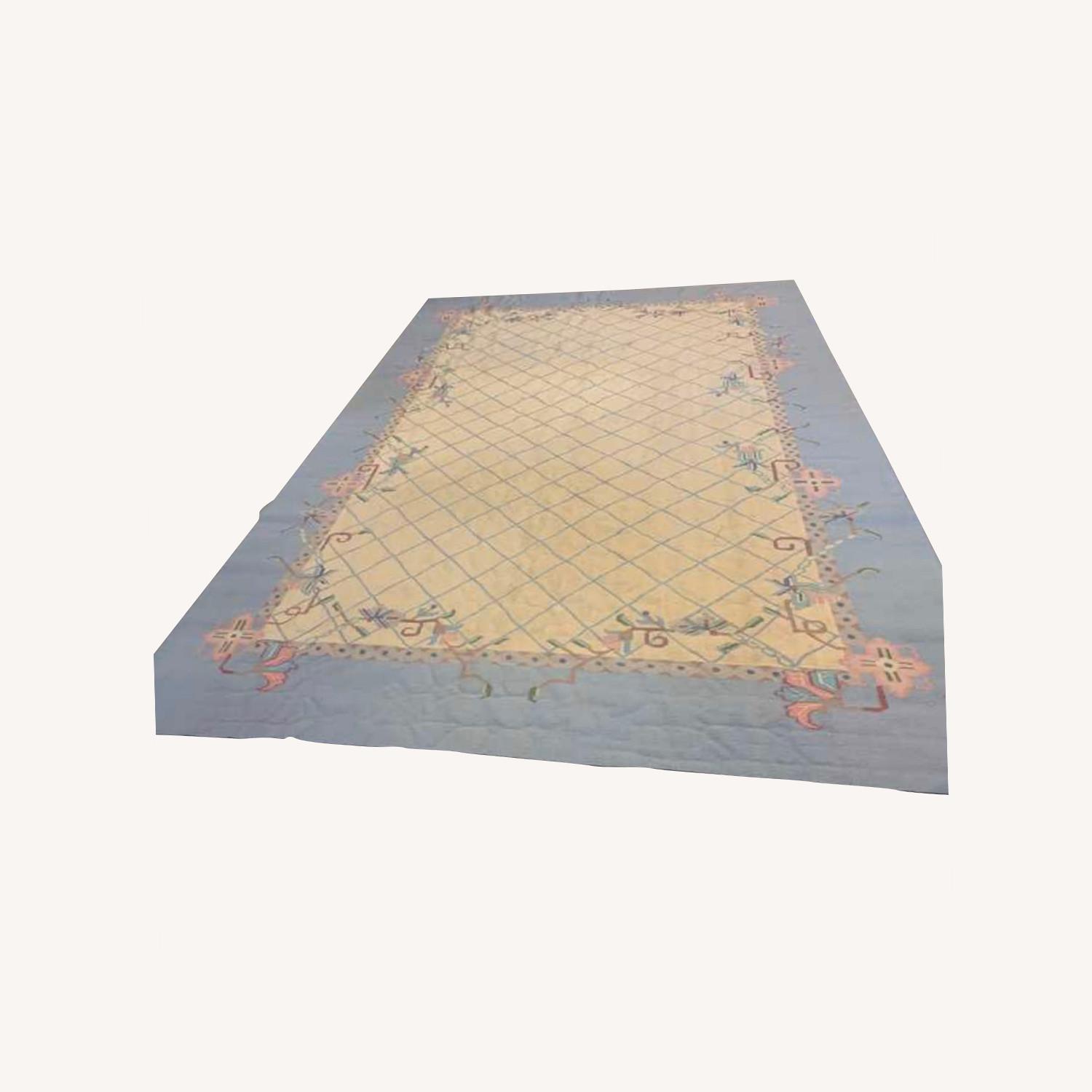 Large Patterned Indian Dhurrie Rug AptDeco